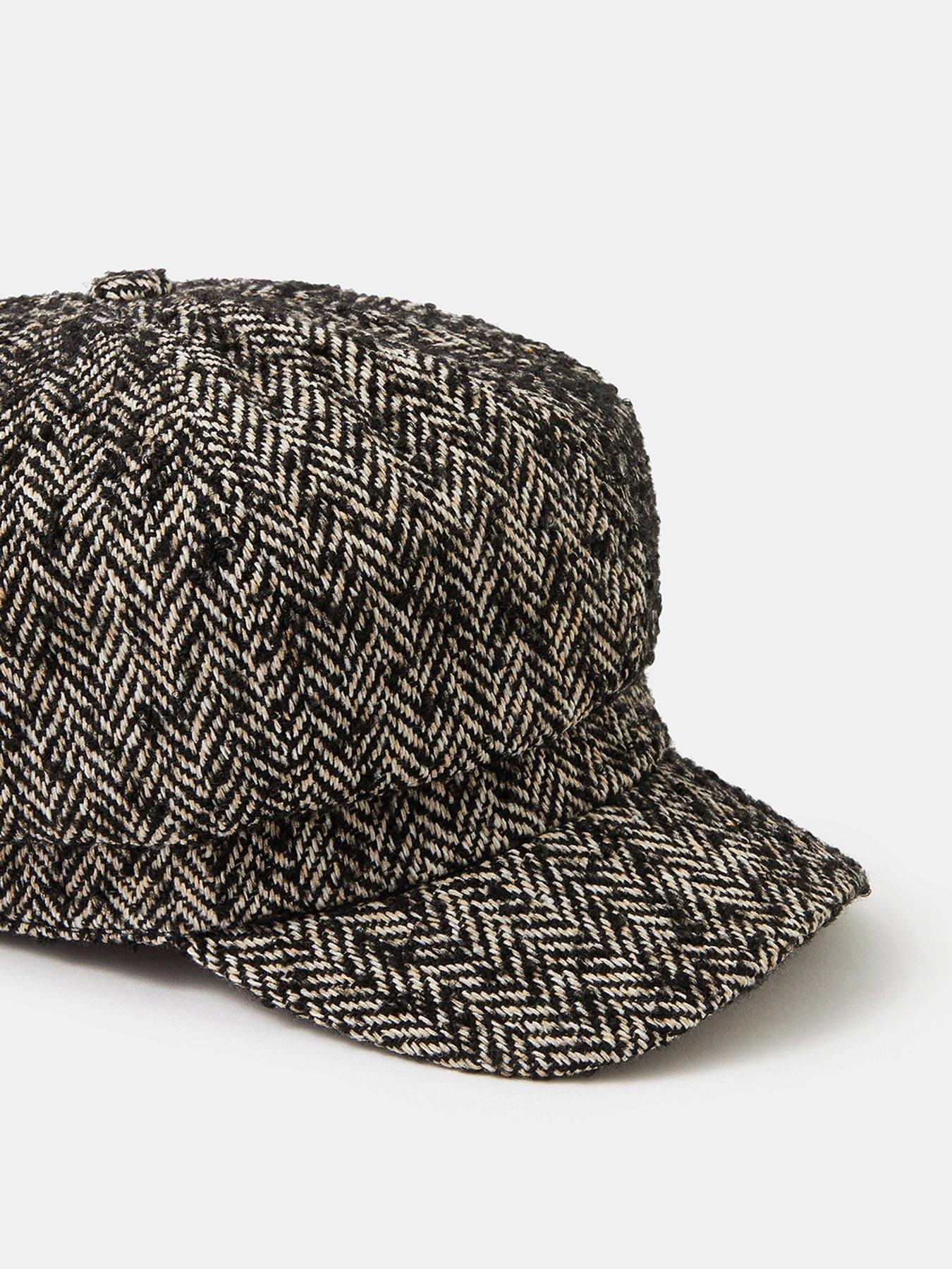 image of accessorize-herringbone-baker-boy-hat-black