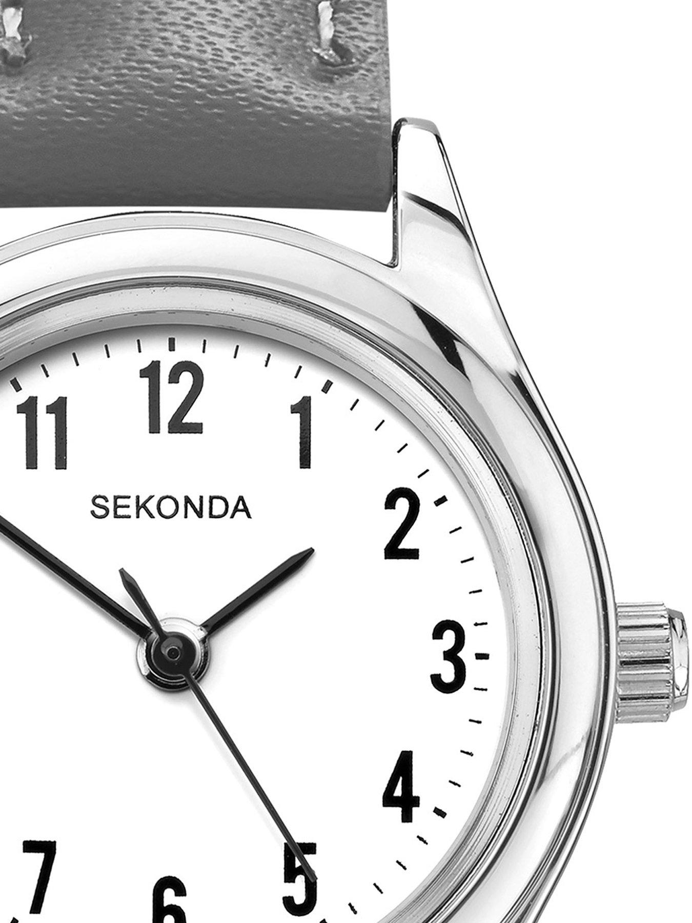 Image 2 of 6 of Sekonda Womens Evans Grey Leather Strap with White Dial Analogue Watch