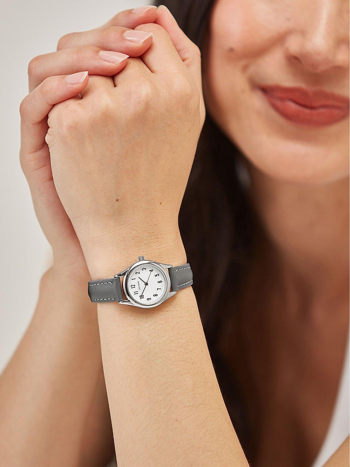Image 3 of 6 of Sekonda Womens Evans Grey Leather Strap with White Dial Analogue Watch