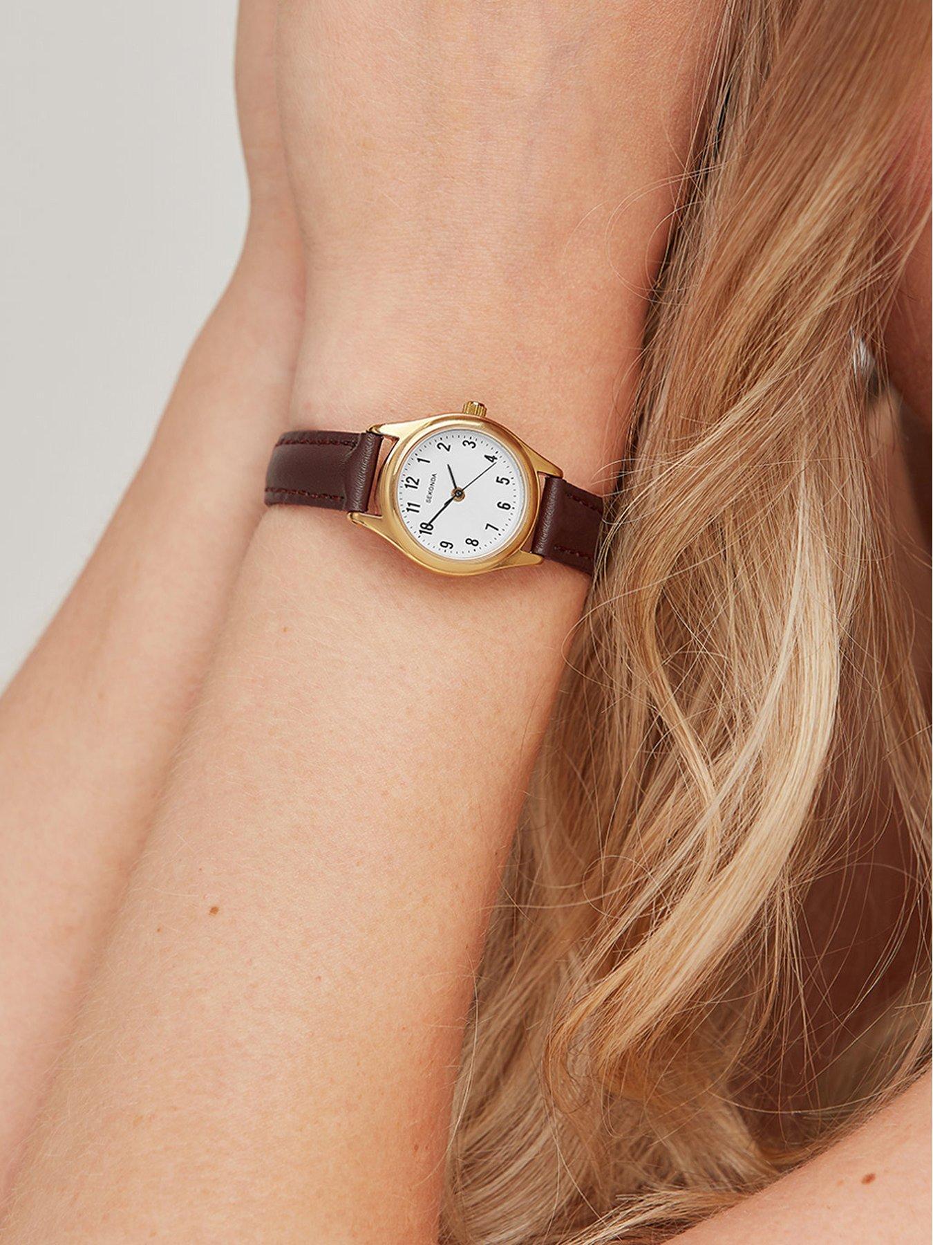 Image 3 of 6 of Sekonda Womens Evans Brown Leather Strap with White Dial Analogue Watch