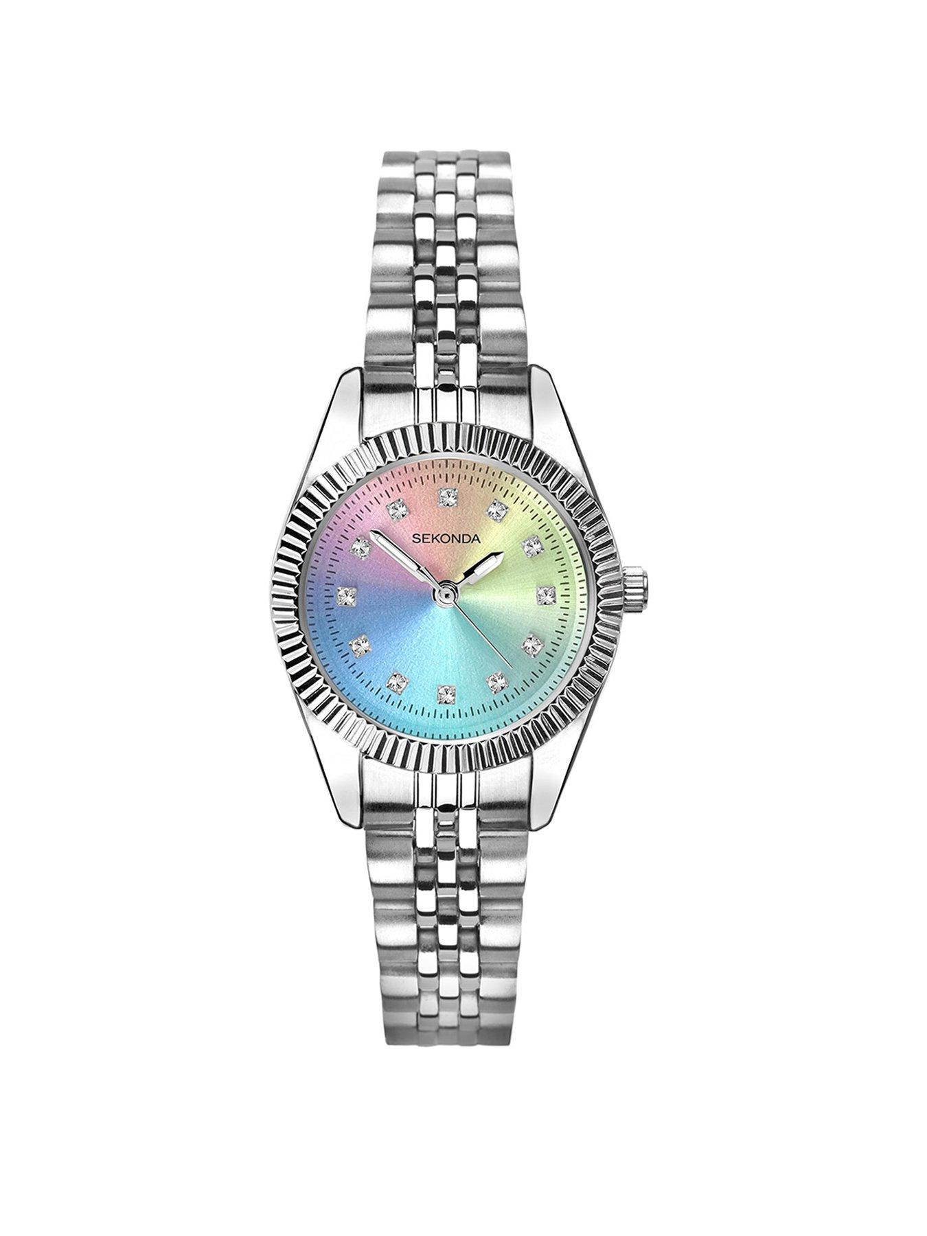 undefined Womens Francis Silver Stainless Steel Bracelet with Multicolour Dial Analogue Watch