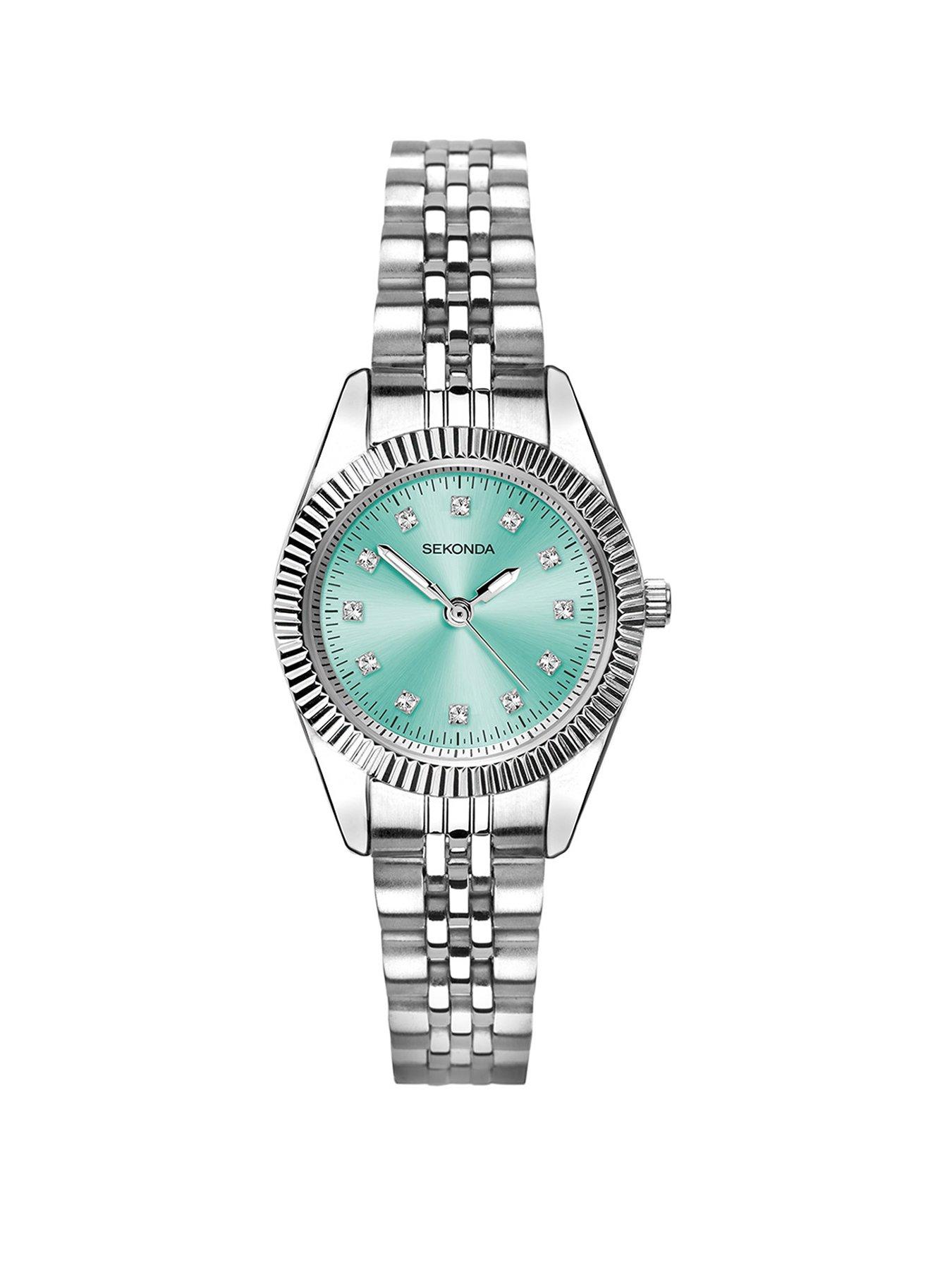 undefined Womens Francis Silver Stainless Steel Bracelet with Blue Dial Analogue Watch