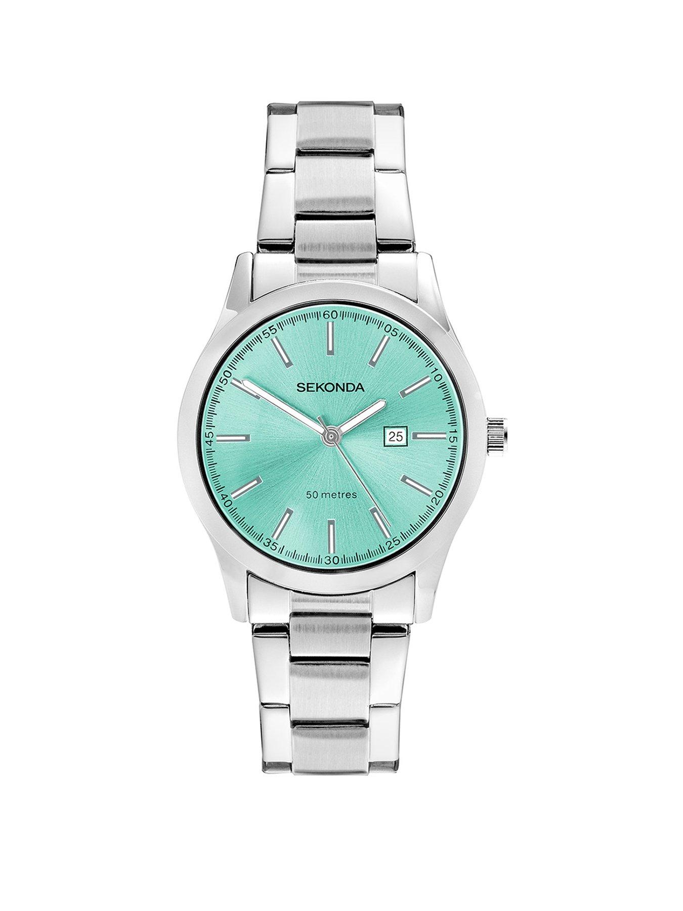 undefined Womens Taylor Silver Stainless Steel Bracelet with Blue Dial Analogue Watch