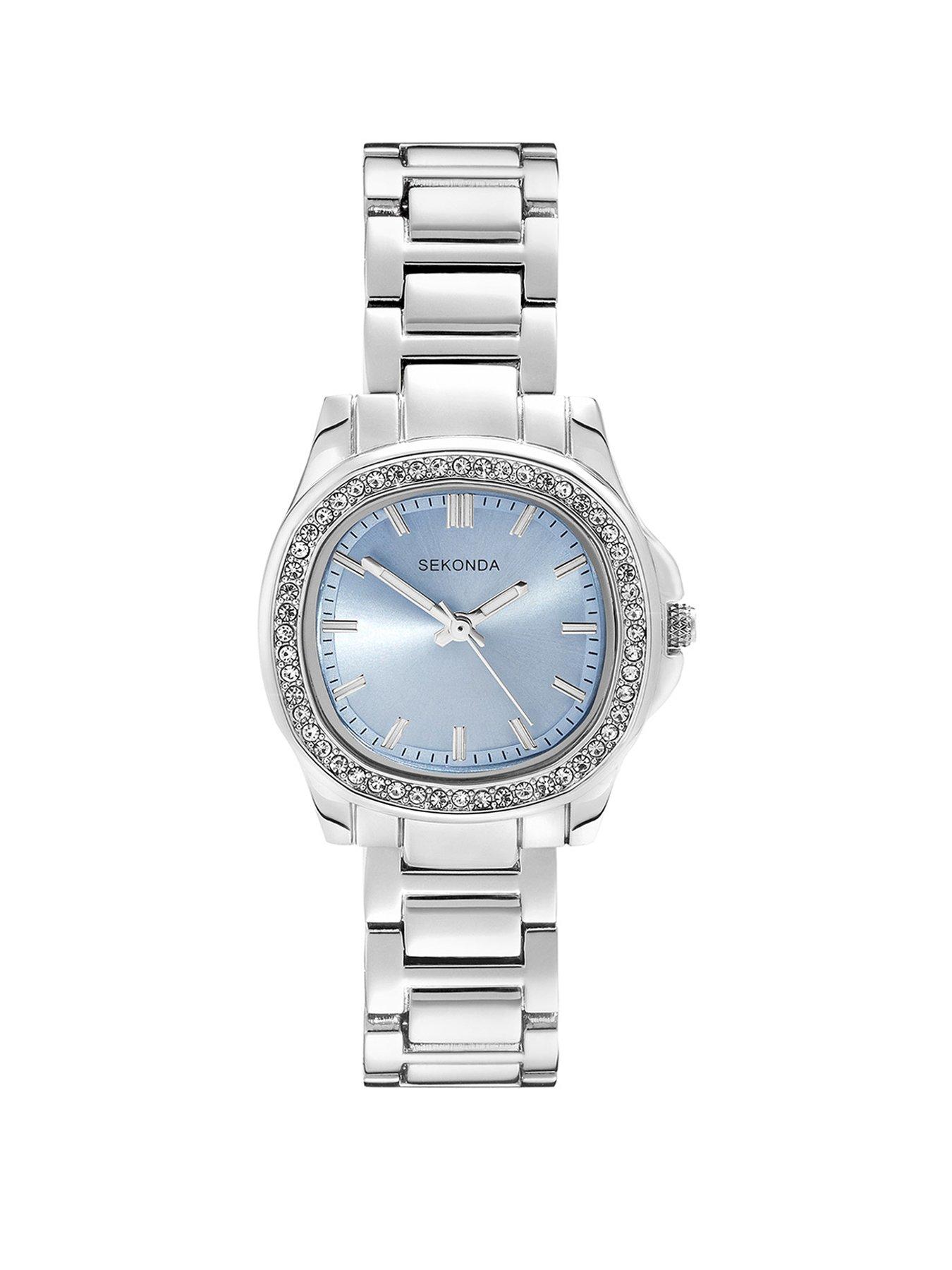 undefined Womens Octaire Silver Stainless Steel Bracelet with Light Blue Dial Analogue Watch
