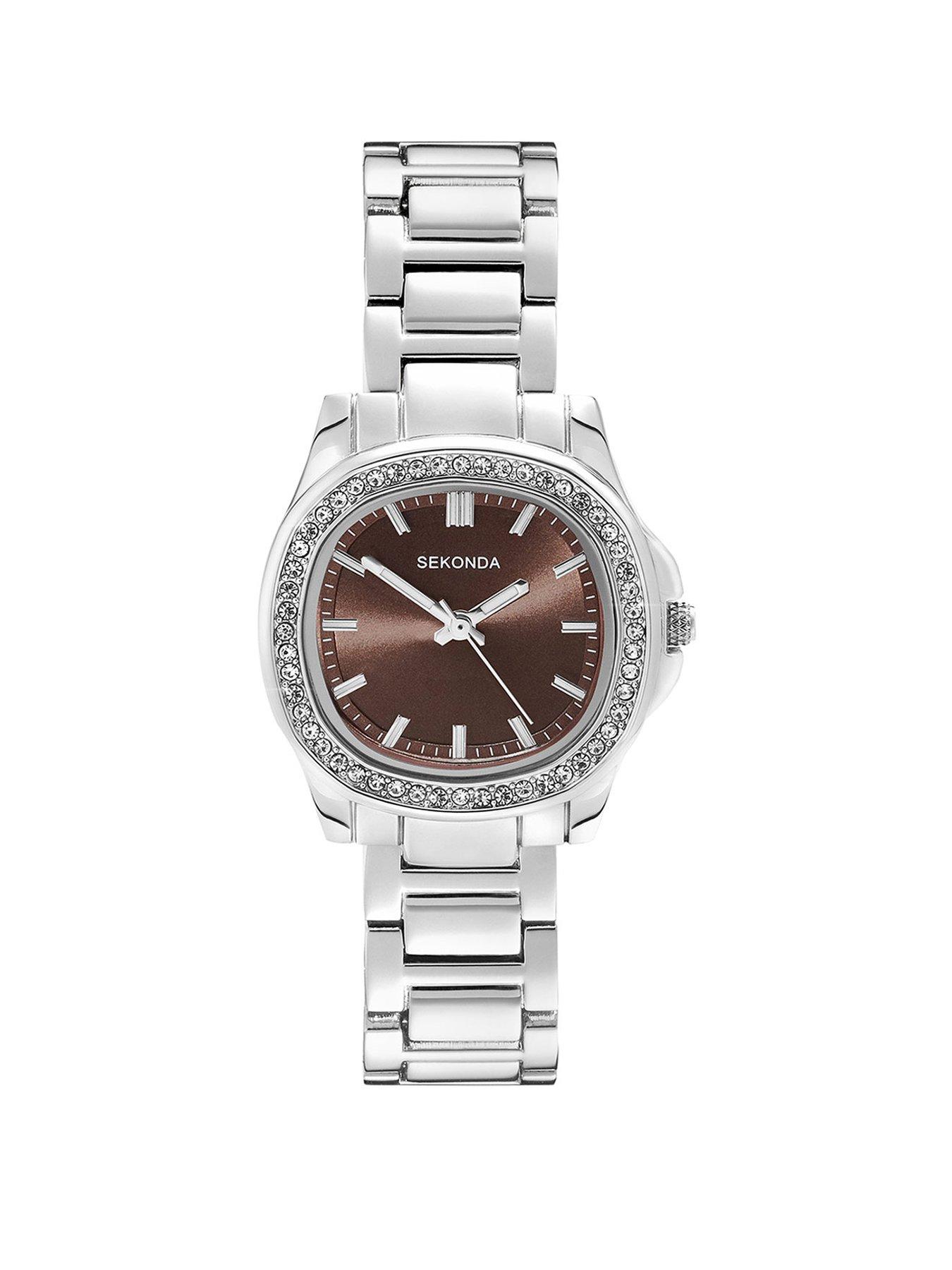 Sekonda Womens Octaire Silver Stainless Steel Bracelet with Brown Dial Analogue Watch