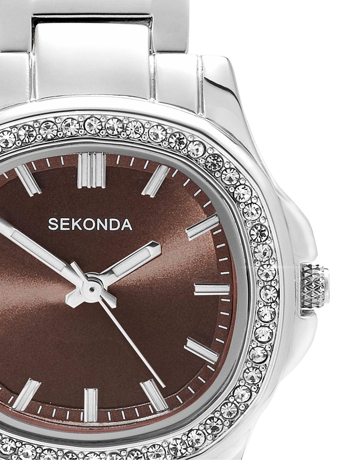 Image 2 of 6 of Sekonda Womens Octaire Silver Stainless Steel Bracelet with Brown Dial Analogue Watch