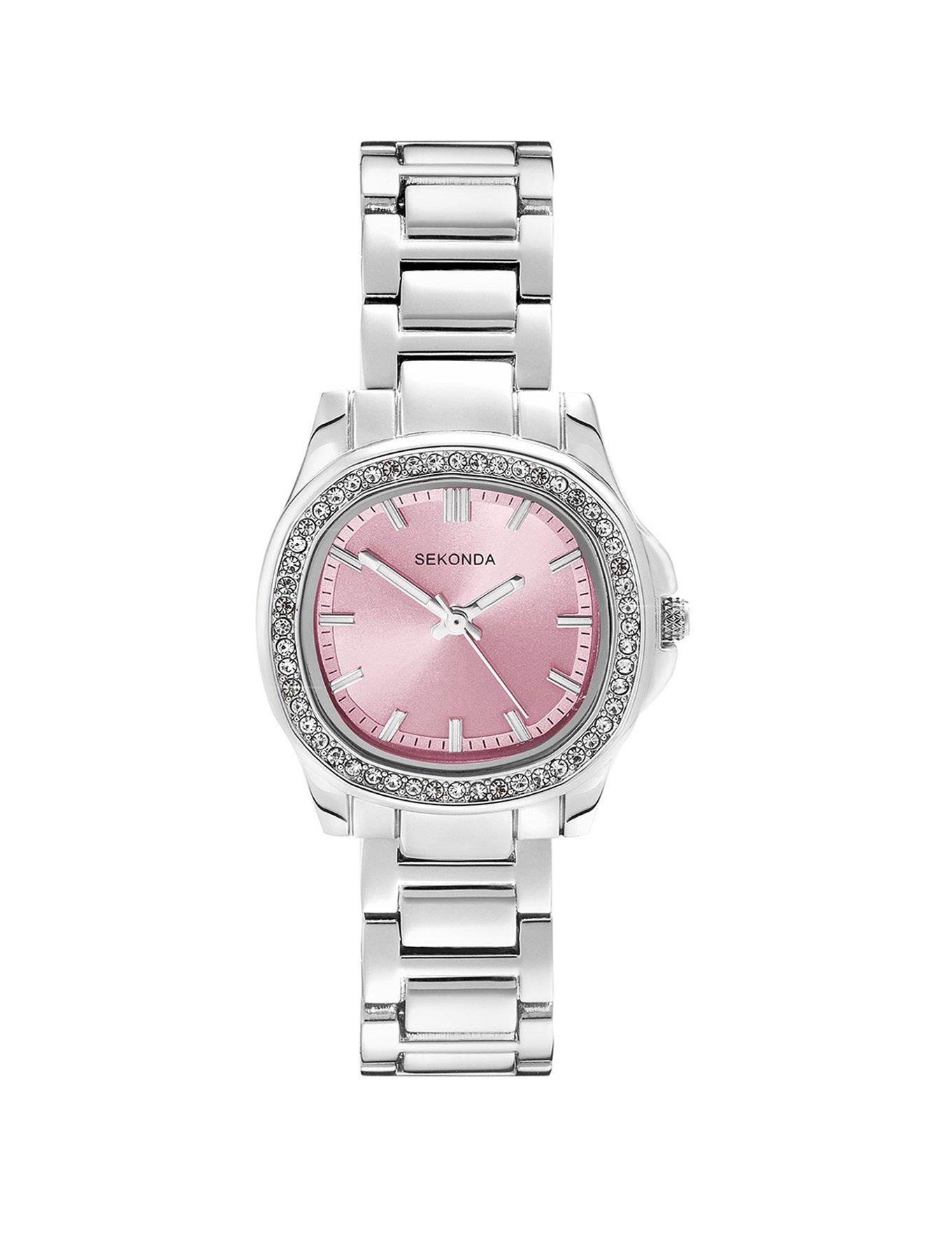 undefined Womens Octaire Silver Stainless Steel Bracelet with Pink Dial Analogue Watch