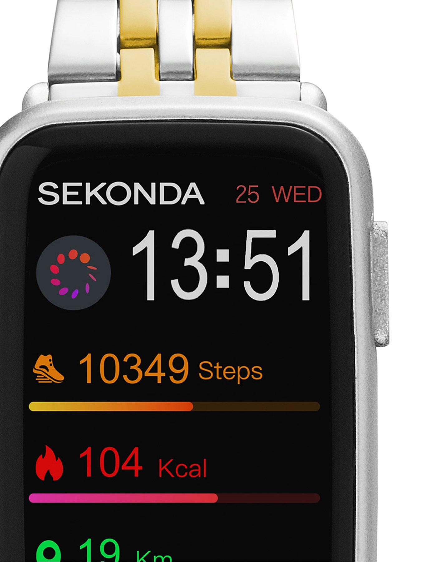  image of sekonda-unisex-track-two-tone-alloy-bracelet-with-lcd-dial-smartwatch