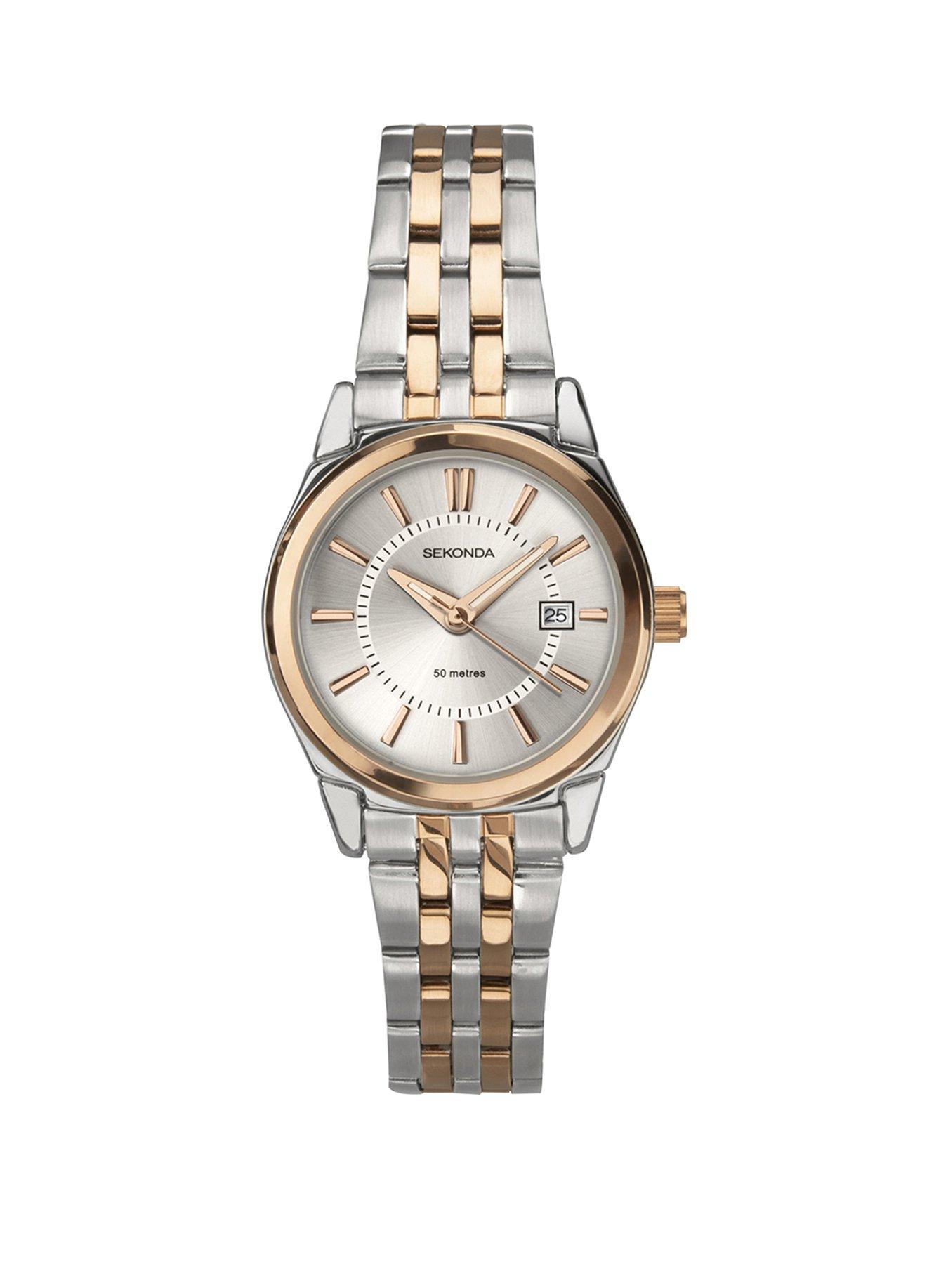 undefined Womens Riley Two Tone Stainless Steel Bracelet with Silver Dial Analogue Watch