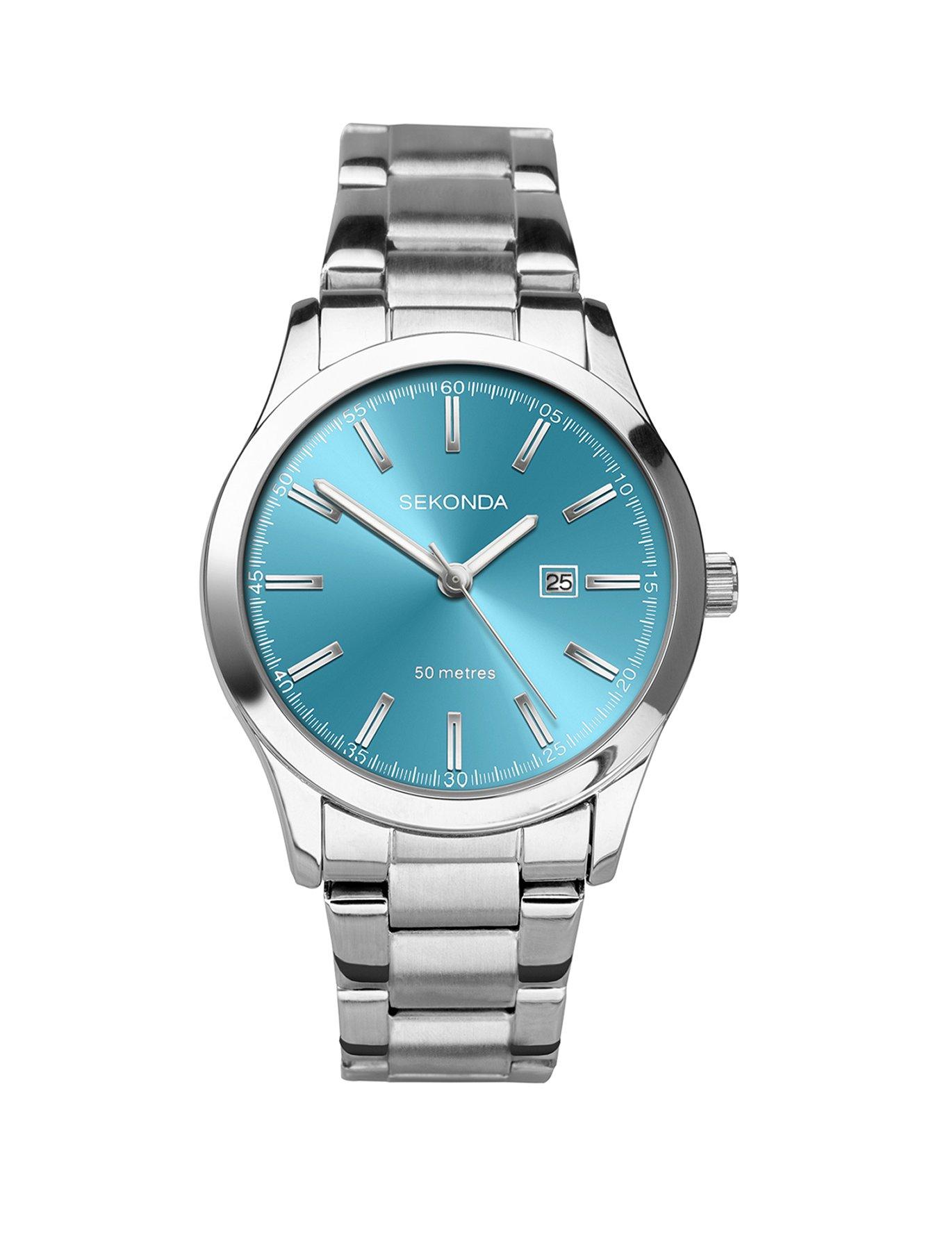 undefined Womens Taylor Silver Stainless Steel Bracelet with Turquoise Dial Analogue Watch