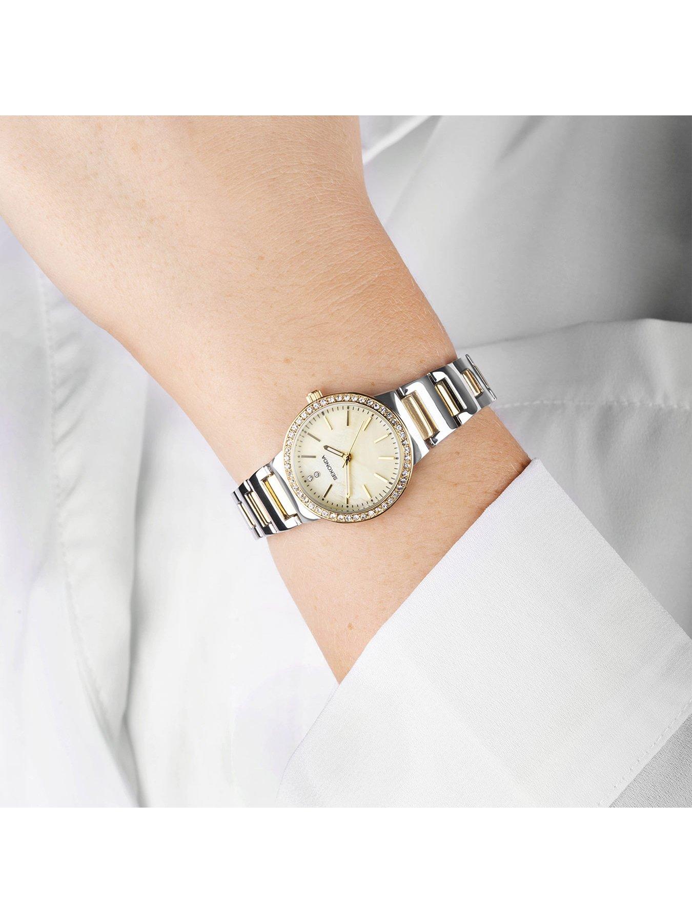 Image 3 of 7 of Sekonda Womens Amelia Two Tone Alloy Bracelet with Champagne Dial Analogue Watch