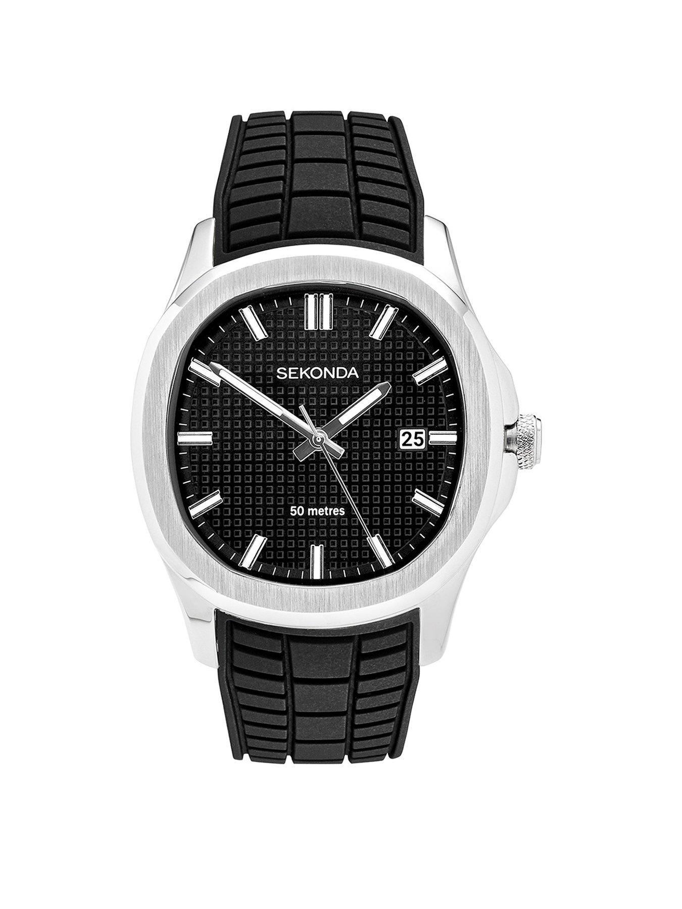 undefined Mens Octaire Black Silicone Strap with Black Dial Analogue Watch
