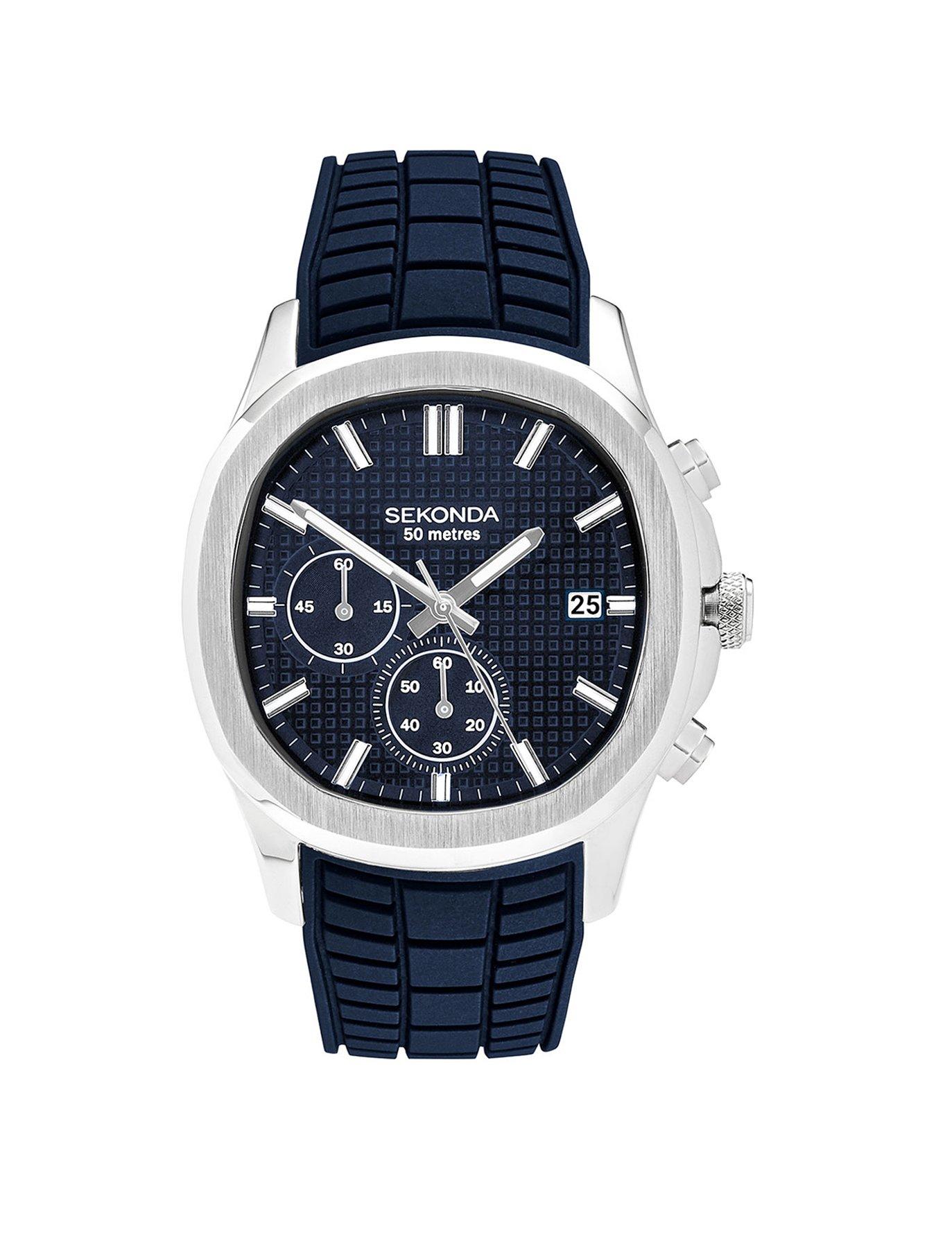 undefined Mens Octaire Blue Silicone Strap with Blue Dial Chronograph Watch