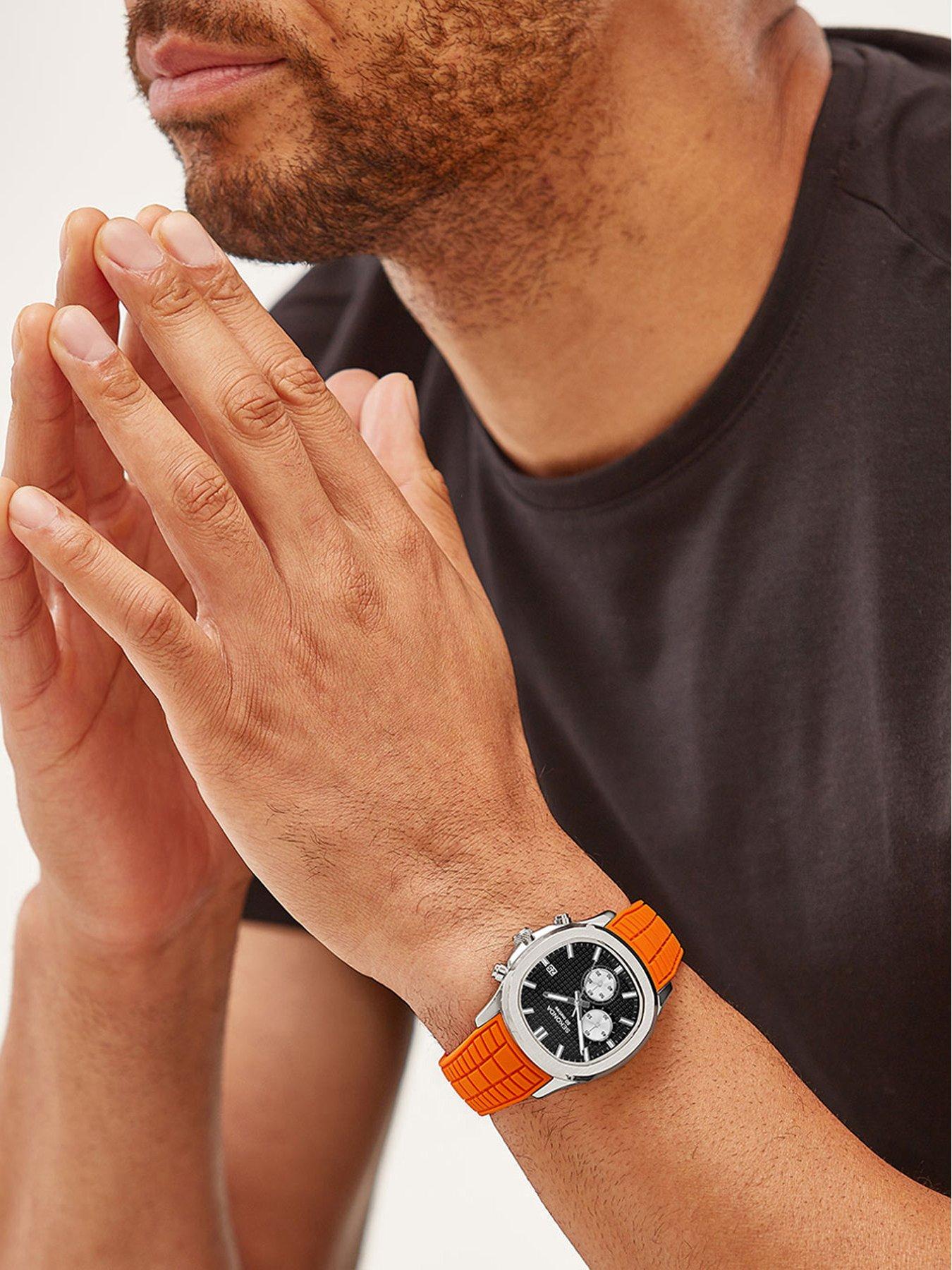 Image 3 of 6 of Sekonda Mens Octaire Orange Silicone Strap with Black Dial Chronograph Watch