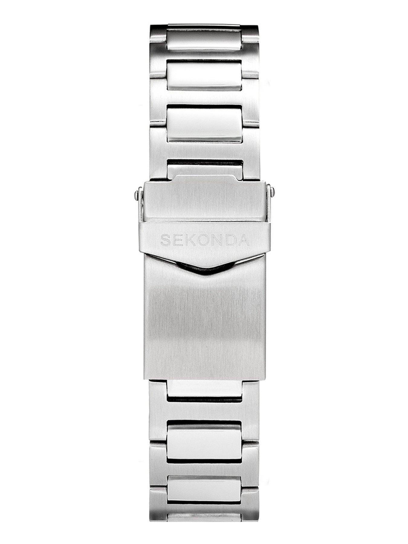 Image 6 of 6 of Sekonda Mens Octaire Silver Stainless Steel Bracelet with Black Dial Chronograph Watch