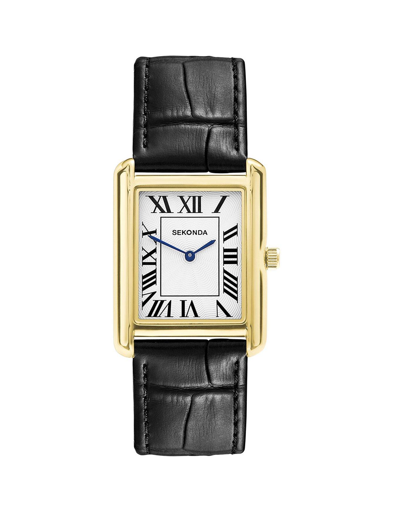 undefined Mens Clement Black Leather Strap with White Dial Analogue Watch