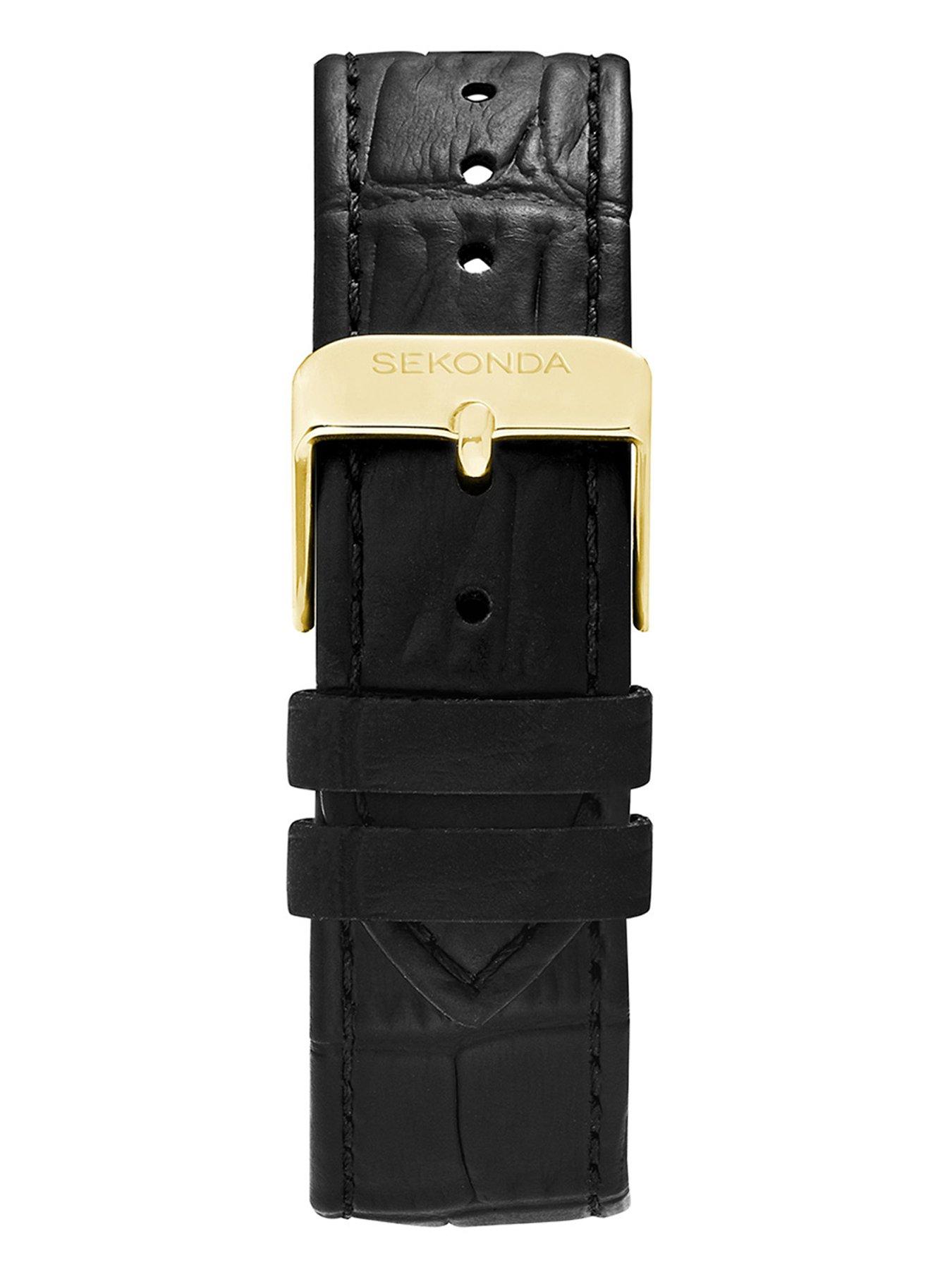 Image 6 of 6 of Sekonda Mens Clement Black Leather Strap with White Dial Analogue Watch