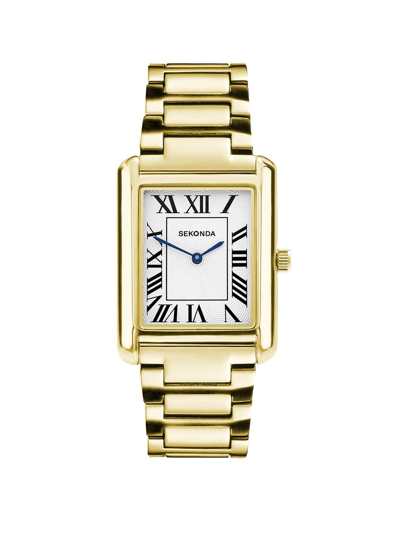 undefined Mens Clement Gold Alloy Bracelet with White Dial Analogue Watch