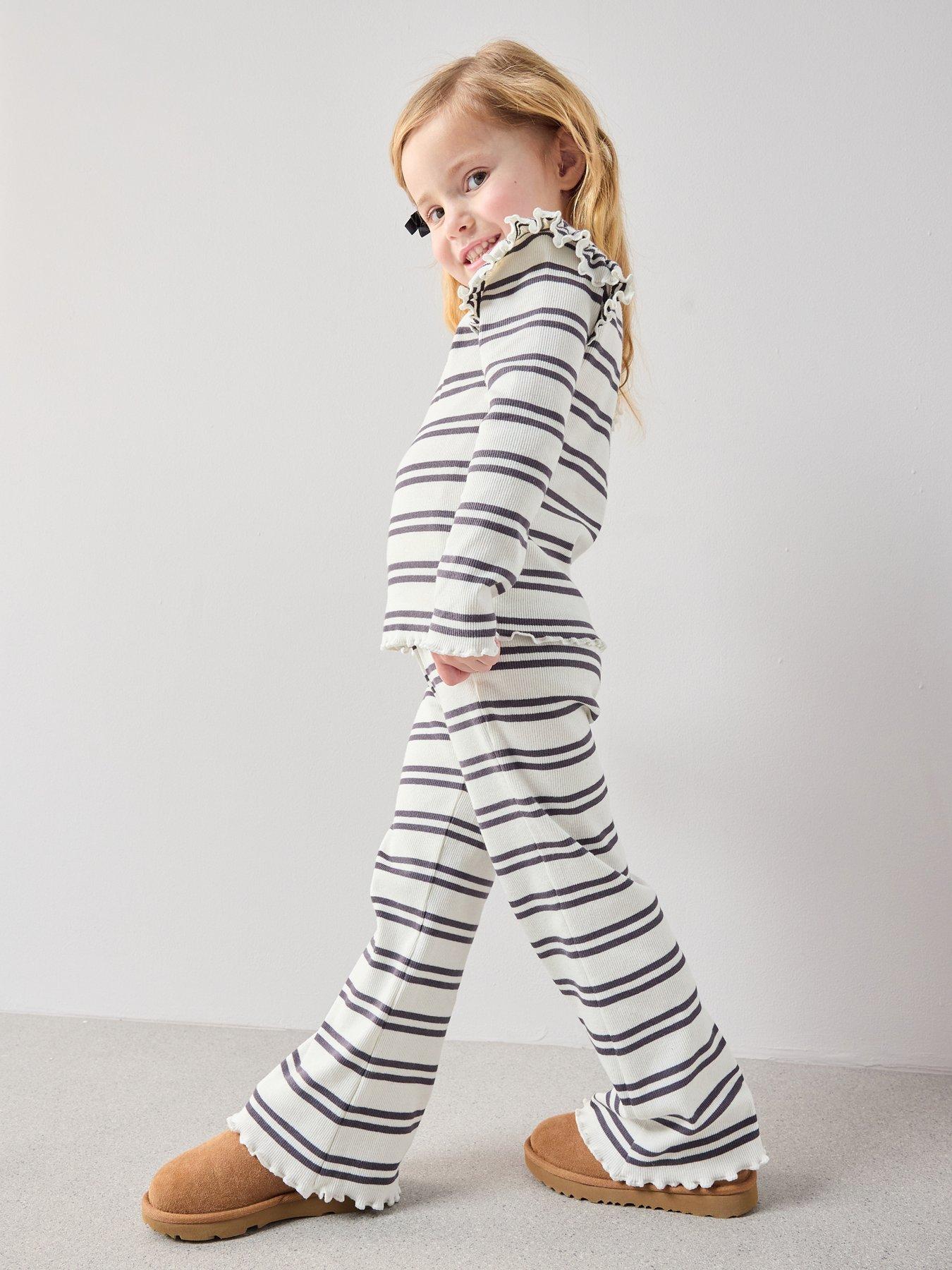 The Very Collection Girls Stripe Rib Outfit - Cream | Littlewoods