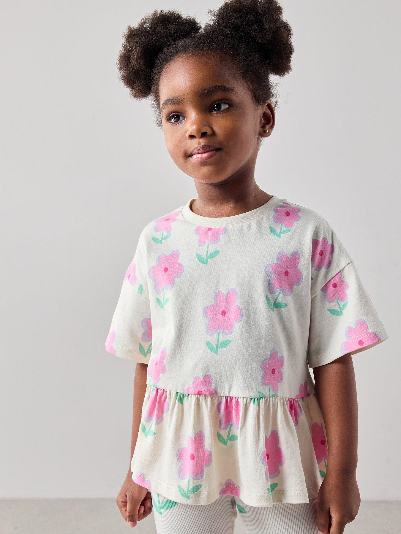 The Very Collection Girls Floral Peplum Short Sleeve Jersey Top