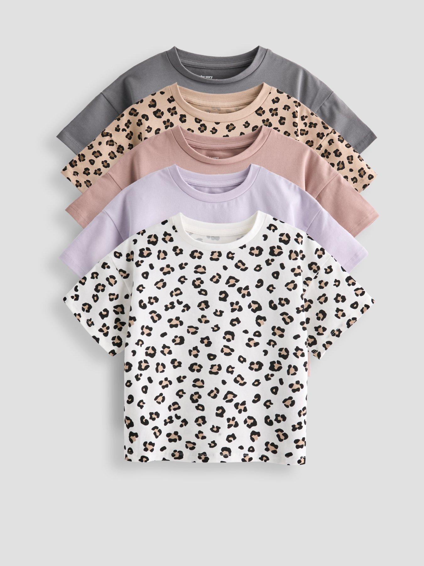 the-very-collection-girls-5-pack-short-sleeve-t-shirts-animal-print-and-plain