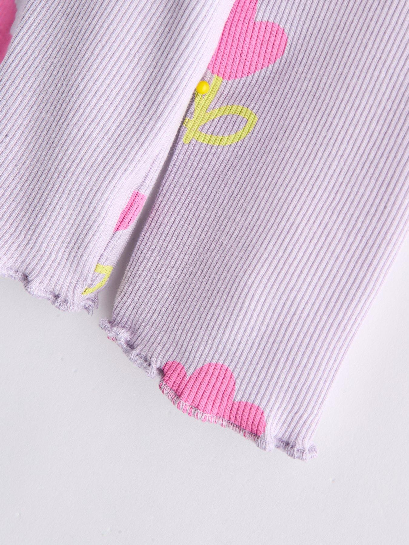 Image 4 of 5 of The Very Collection Girls 2 Pack Tulip Print Ribbed Long Sleeve Tops - Cream/Lilac