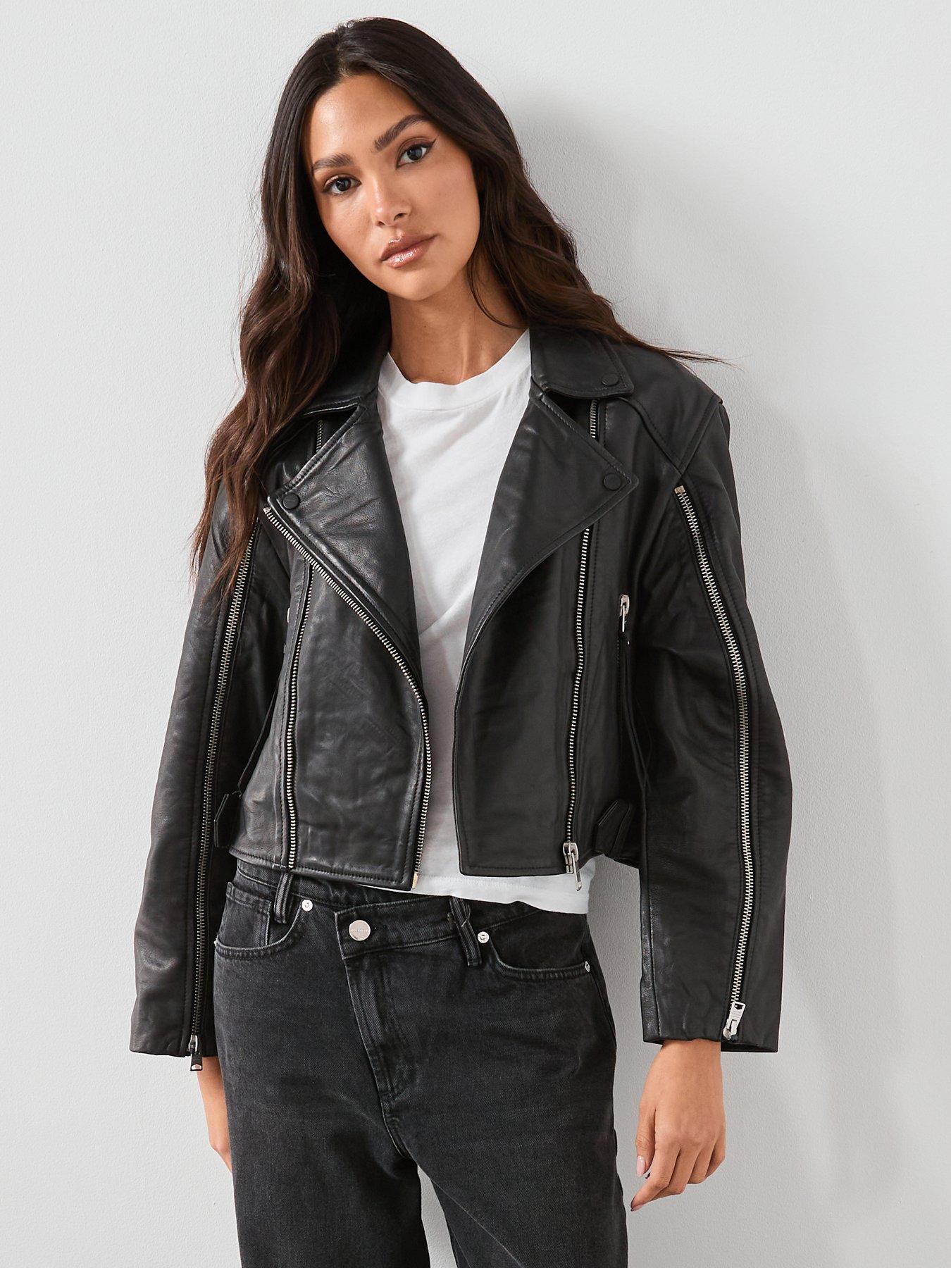 Image 1 of 6 of AllSaints Masone Biker Jacket - Black