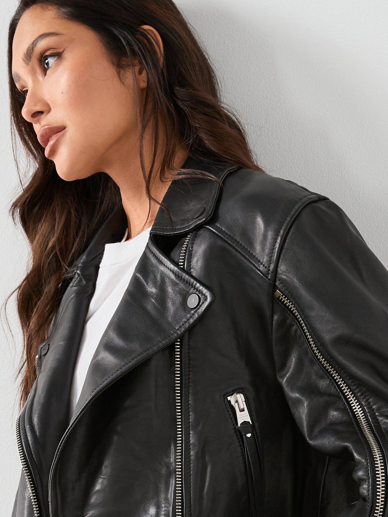 Image 4 of 6 of AllSaints Masone Biker Jacket - Black