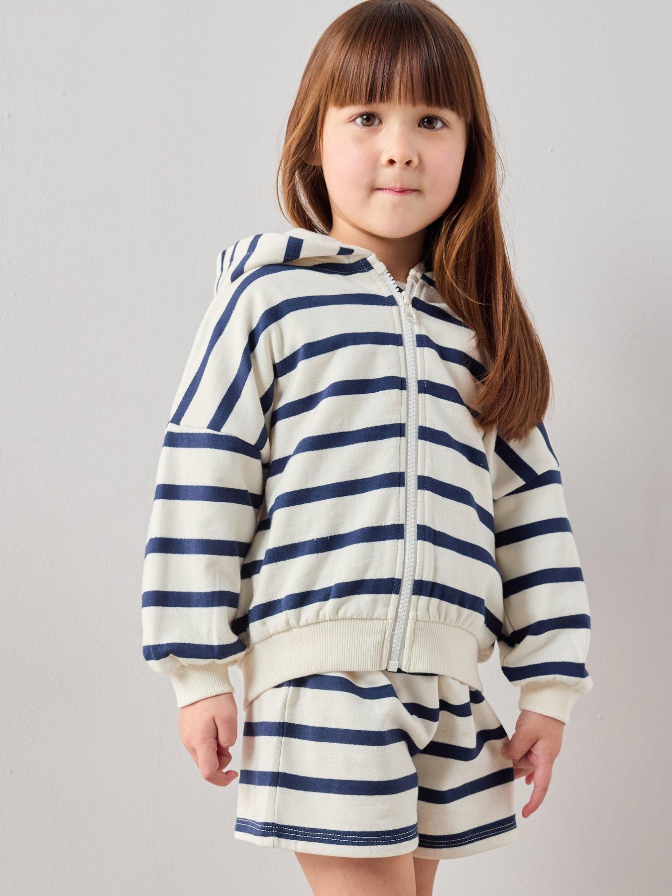 The Very Collection Girls Cotton Rich Zip Up Sweat Hoody Co-ord - Stripe