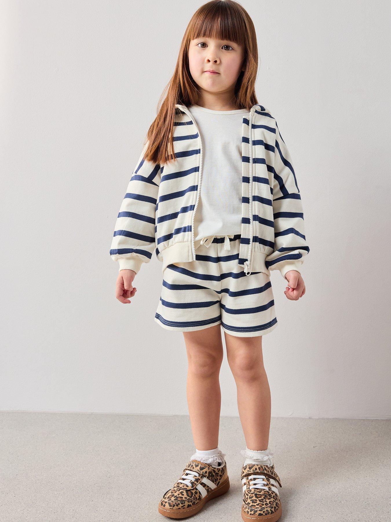 Image 4 of 7 of The Very Collection Girls Cotton Rich Stripe Sweat Short Co-ord - Print