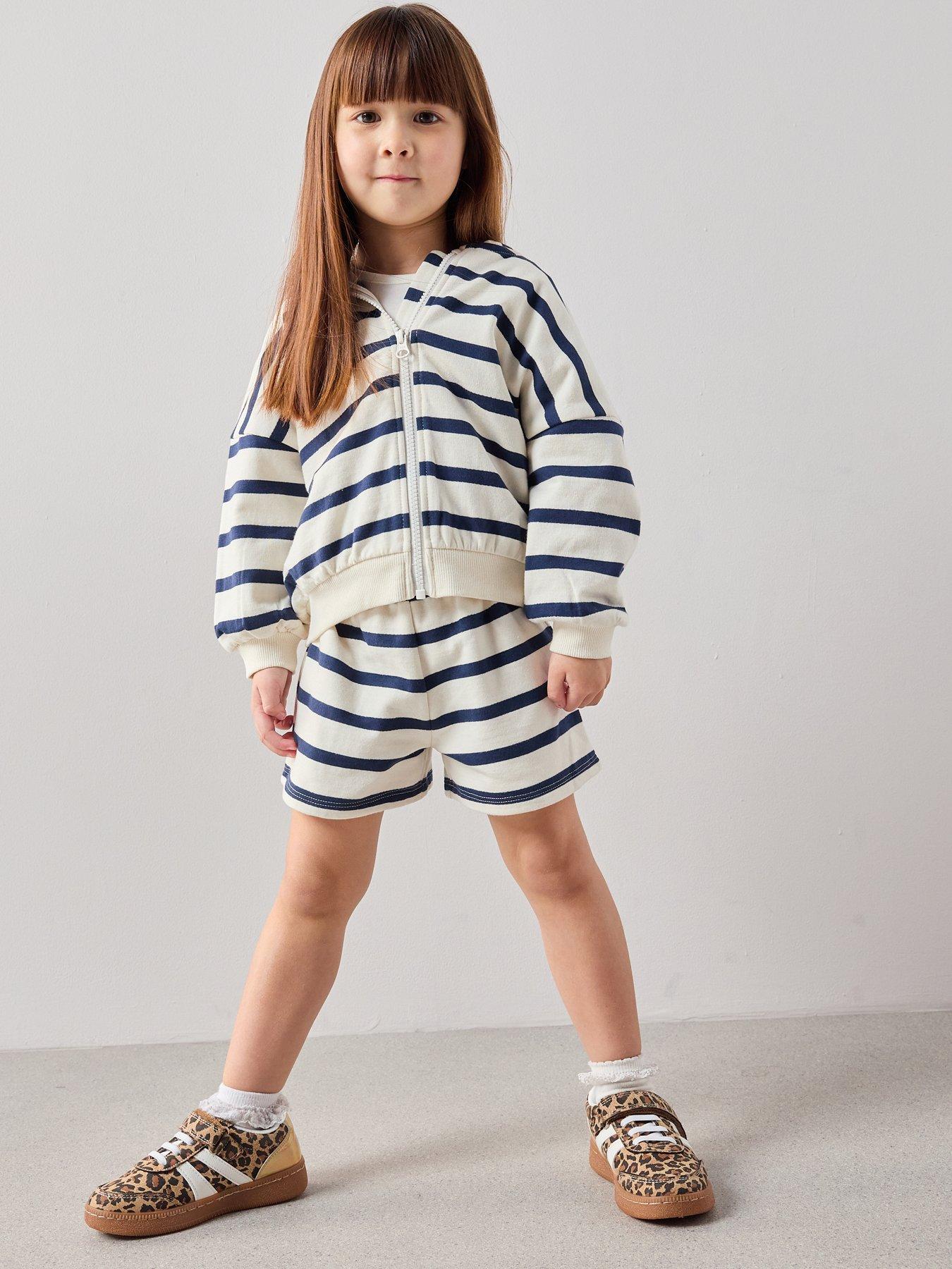 Image 5 of 7 of The Very Collection Girls Cotton Rich Stripe Sweat Short Co-ord - Print