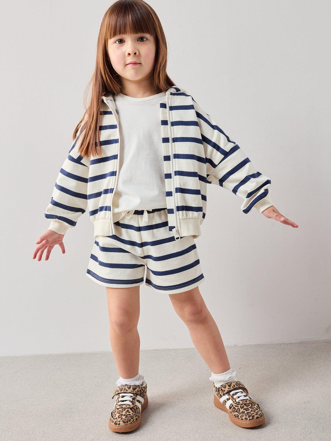 Image 6 of 7 of The Very Collection Girls Cotton Rich Stripe Sweat Short Co-ord - Print