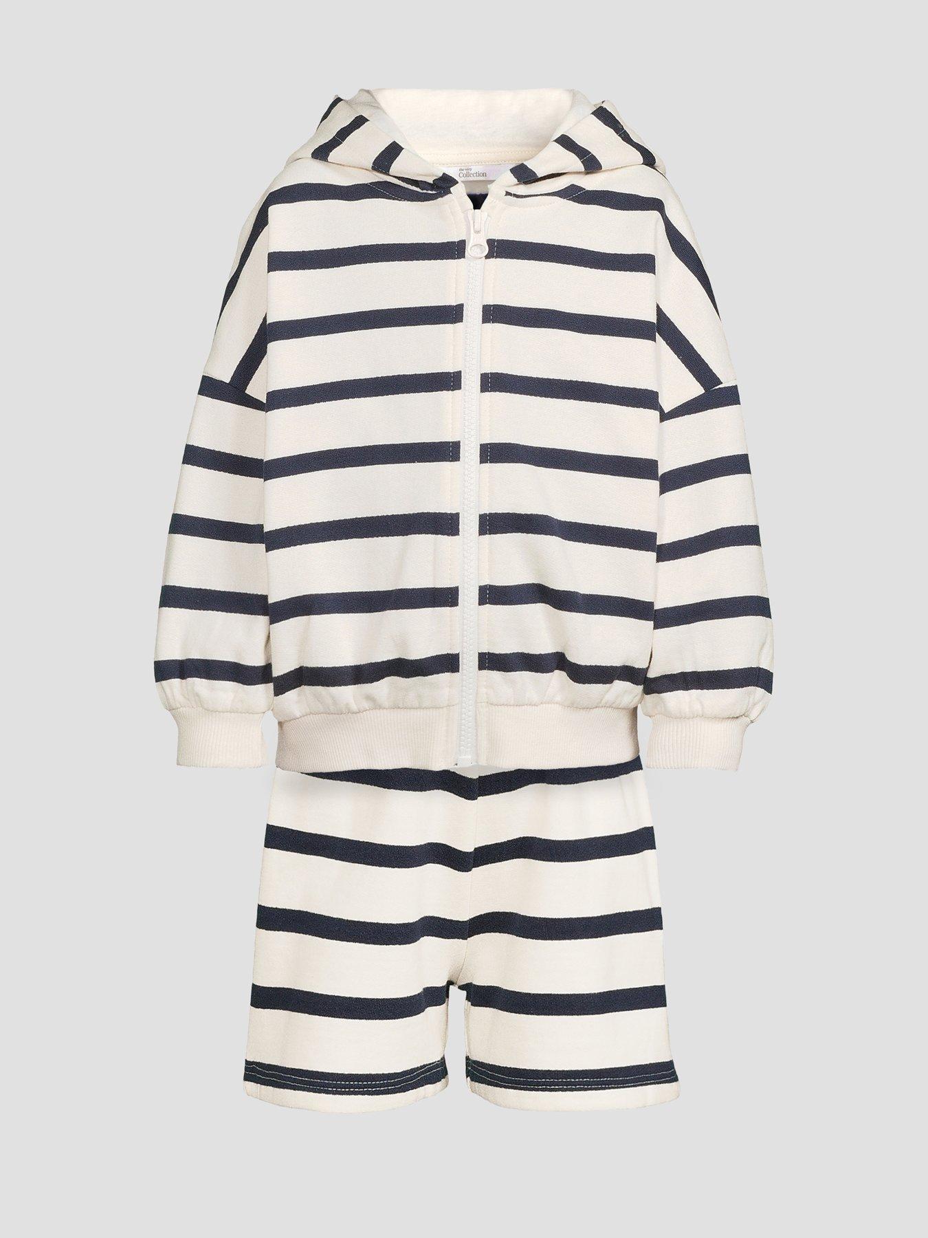Image 7 of 7 of The Very Collection Girls Cotton Rich Stripe Sweat Short Co-ord - Print