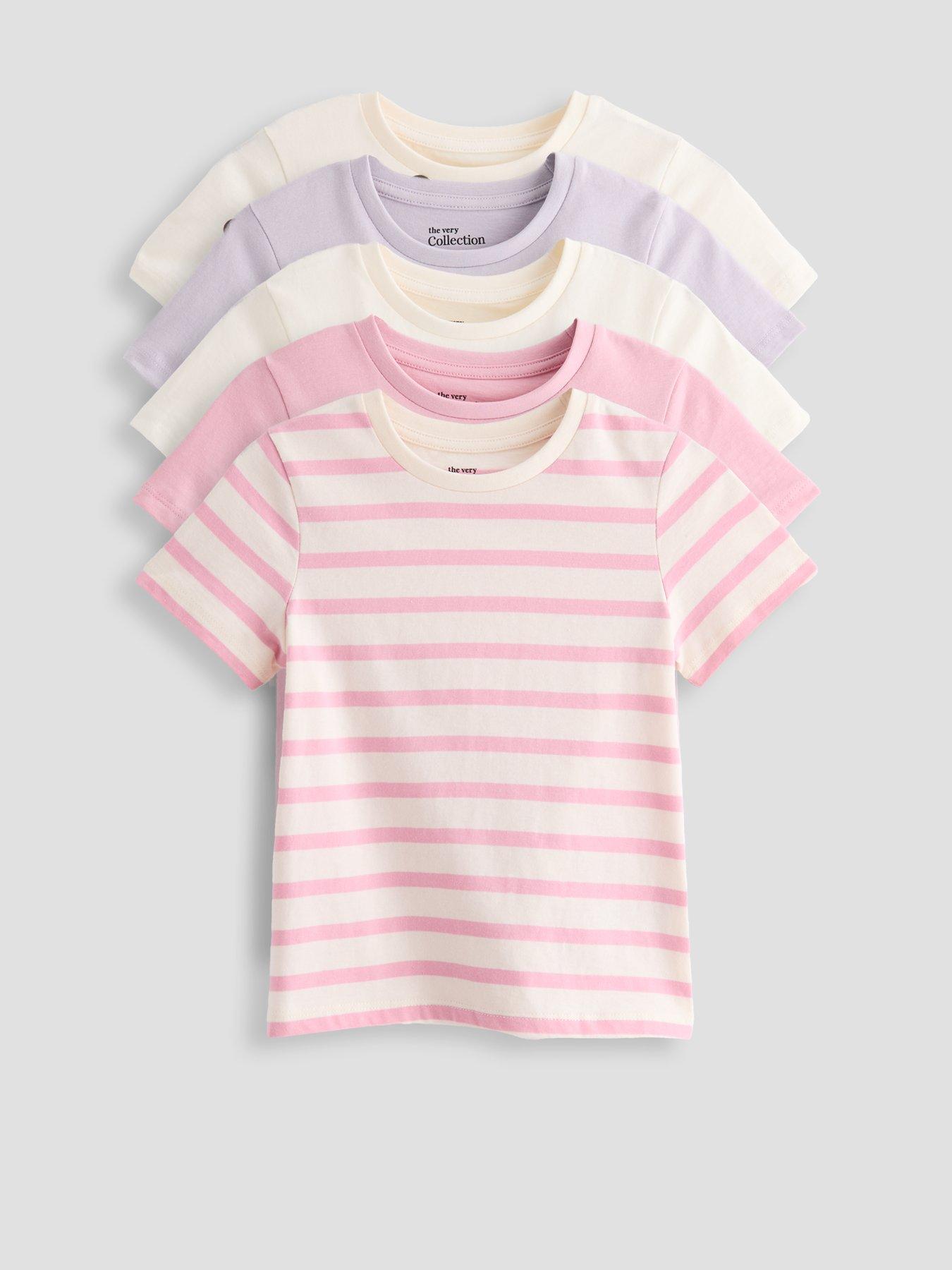 The Very Collection Girls 5 Pack Short Sleeve T-shirts - Multi