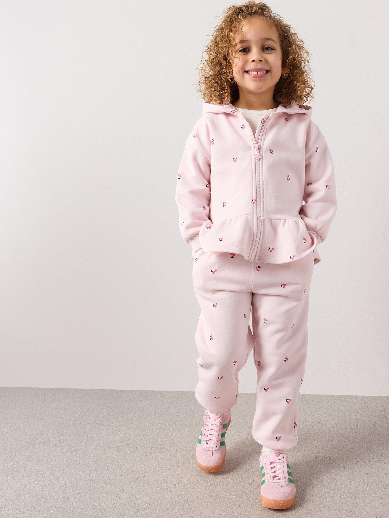 The Very Collection Girls Zip Sweatshirt With Joggers - Cherry Print