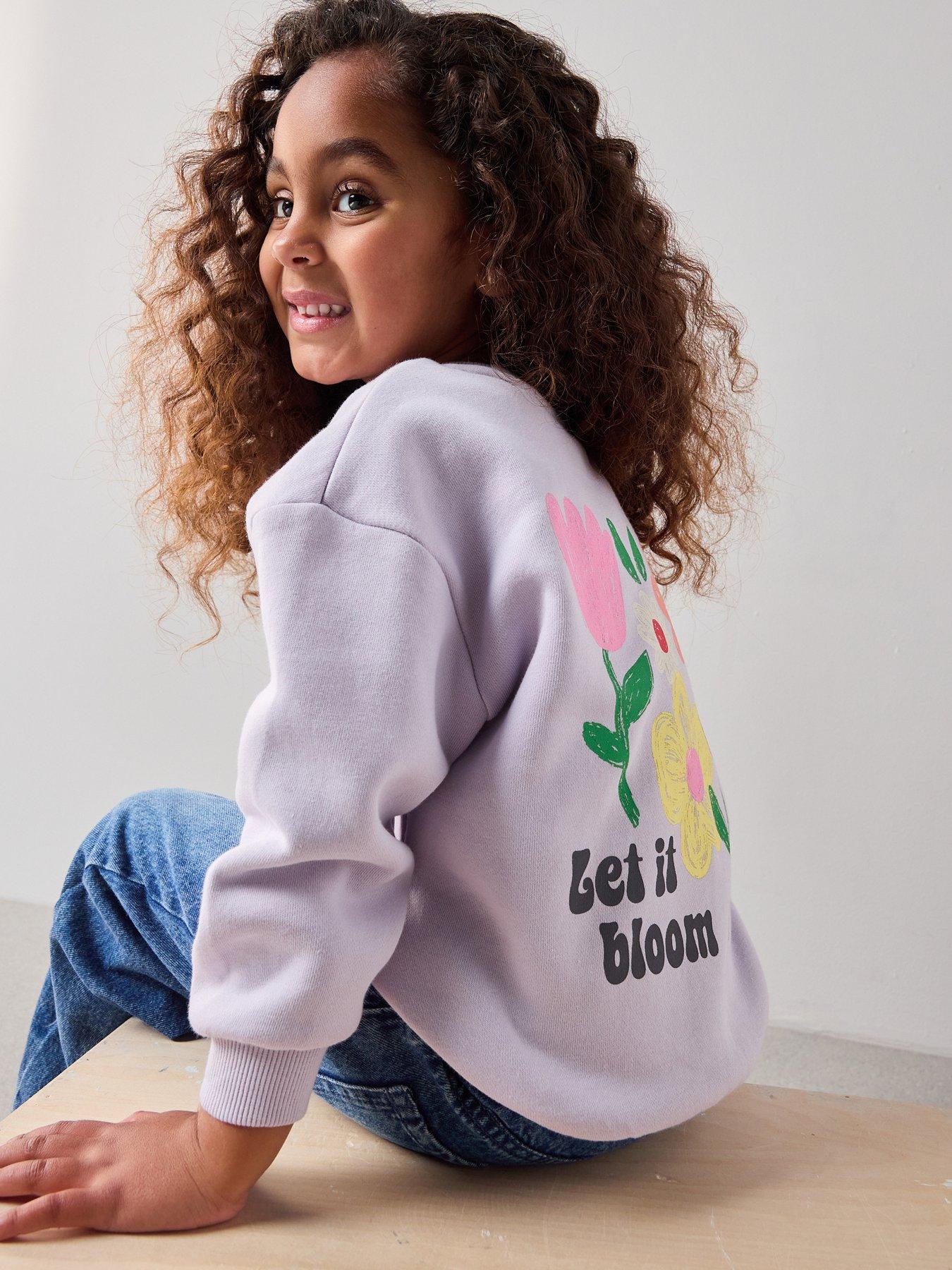 The Very Collection Girls Floral Back Print Sweatshirt - Purple