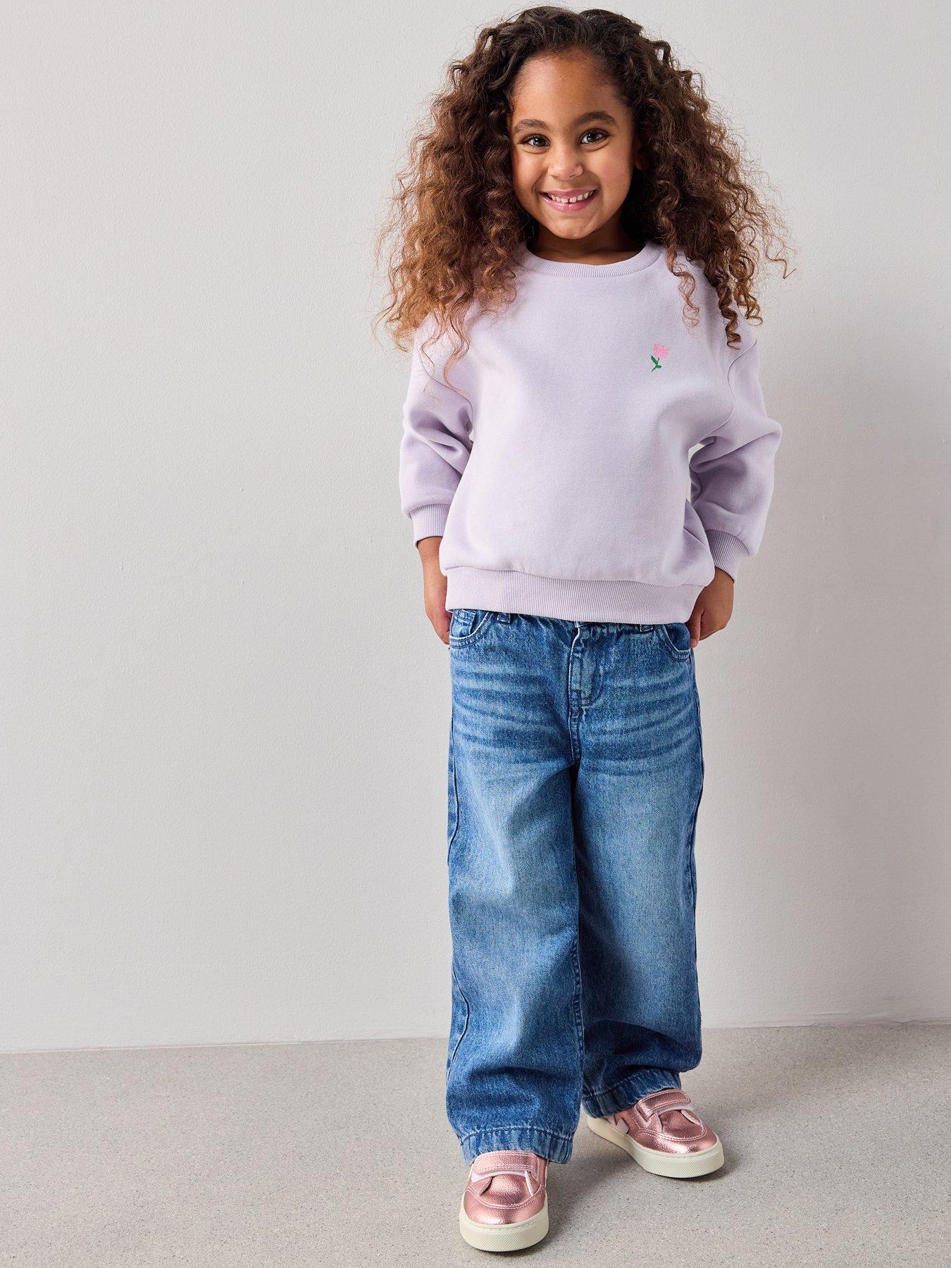 Image 3 of 7 of The Very Collection Girls Floral Back Print Sweatshirt - Purple