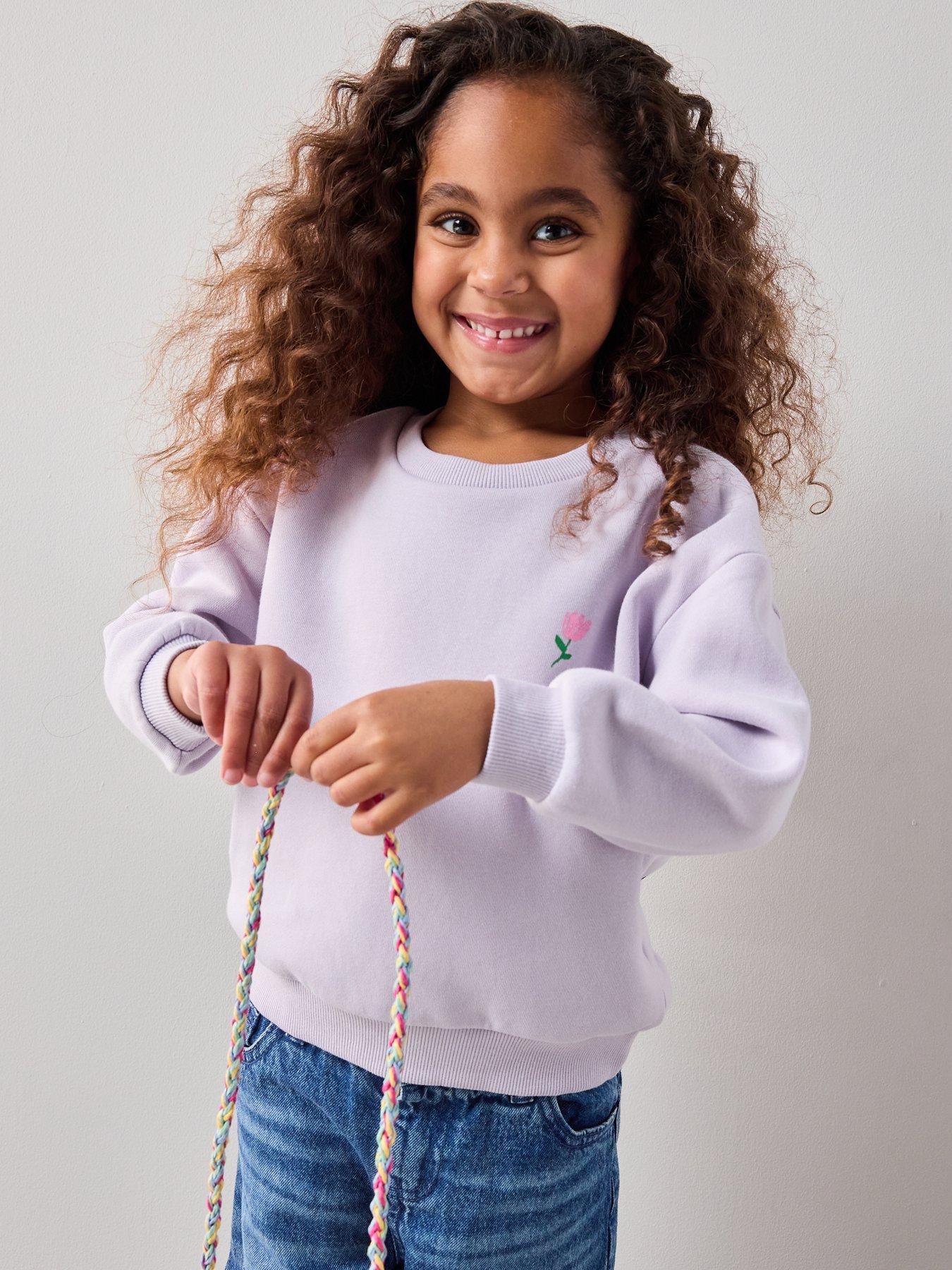 Image 5 of 7 of The Very Collection Girls Floral Back Print Sweatshirt - Purple