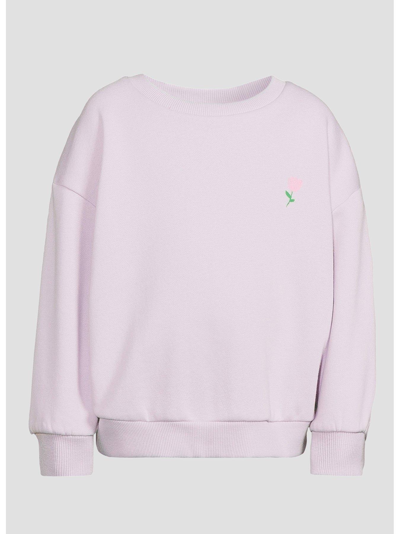 Image 7 of 7 of The Very Collection Girls Floral Back Print Sweatshirt - Purple