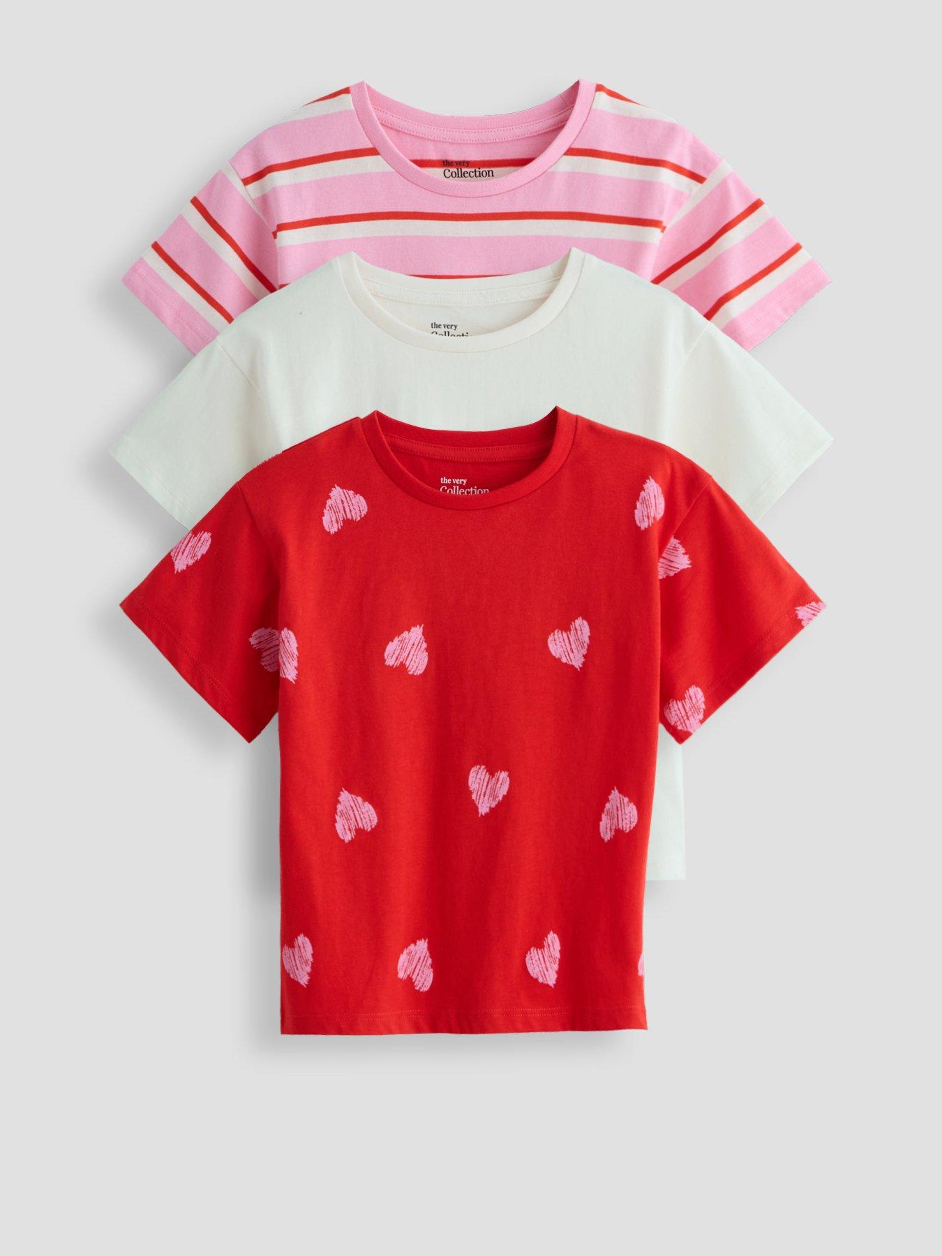 The Very Collection Girls 3 Pack Short Sleeve Cotton Rich Printed T-shirts - Multi