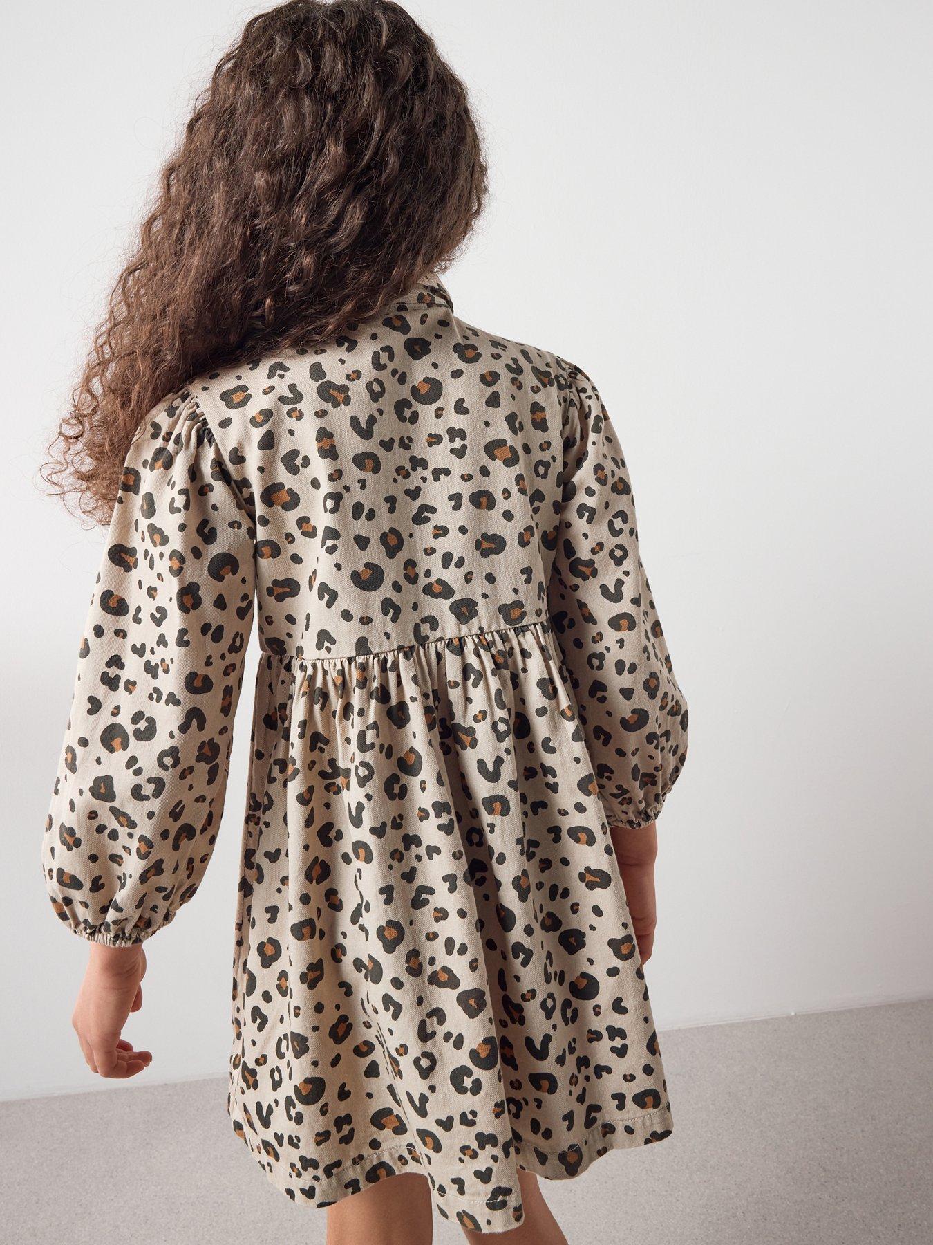 Image 2 of 7 of The Very Collection Girls Denim Leopard Shirt Dress - Print