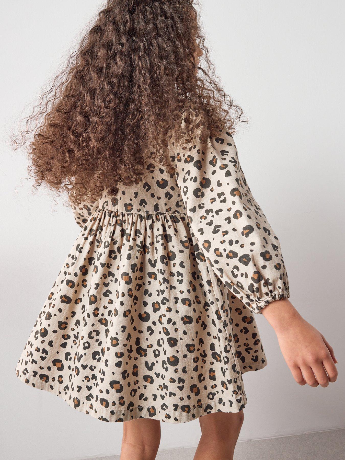 Image 6 of 7 of The Very Collection Girls Denim Leopard Shirt Dress - Print