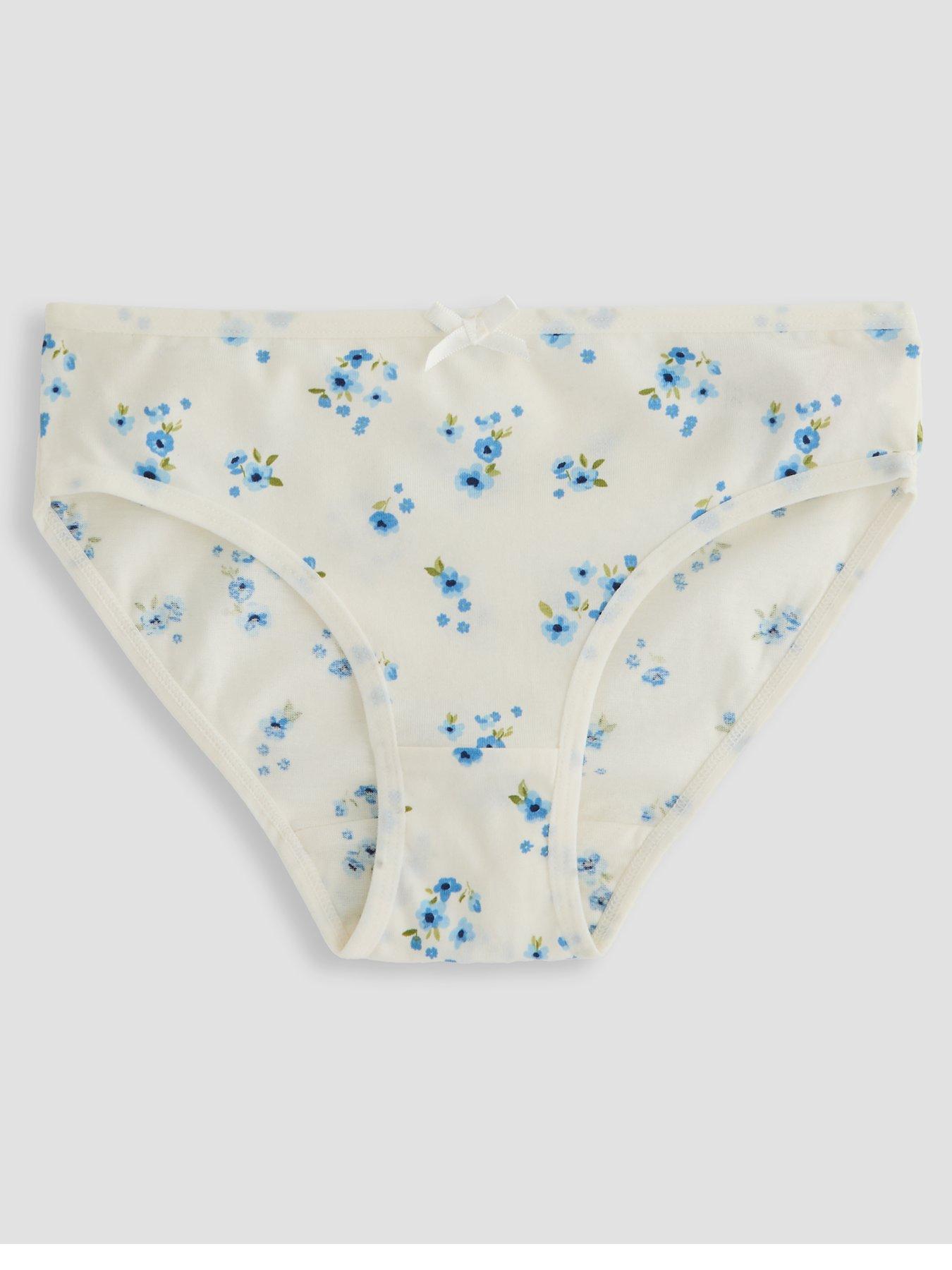 Image 2 of 4 of The Very Collection Girls Floral Print Brief 5Pk - Blue