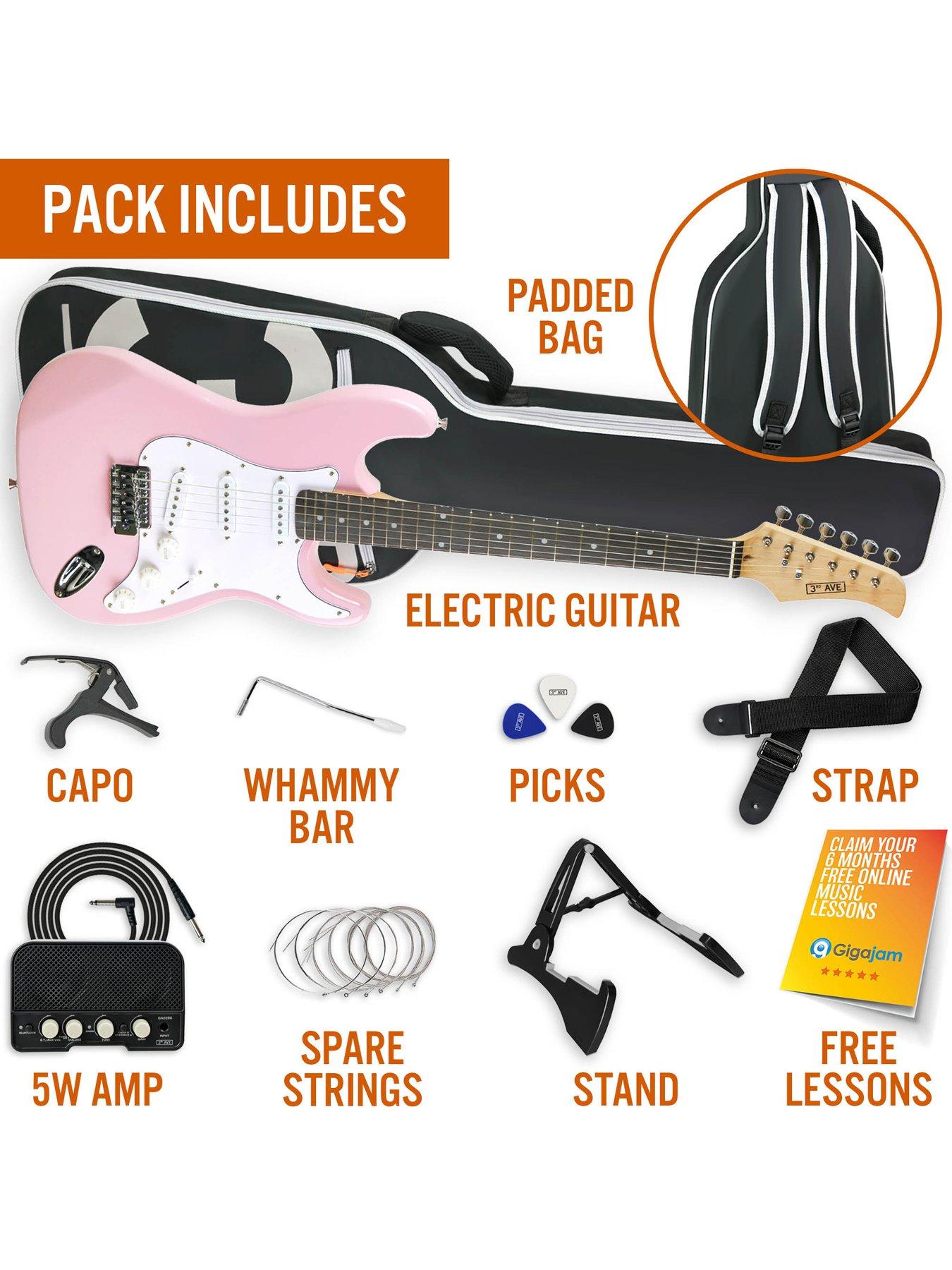 Image 3 of 6 of 3rd Avenue Full Size 4/4 Electric Guitar Pack with Amp - Pastel Pink