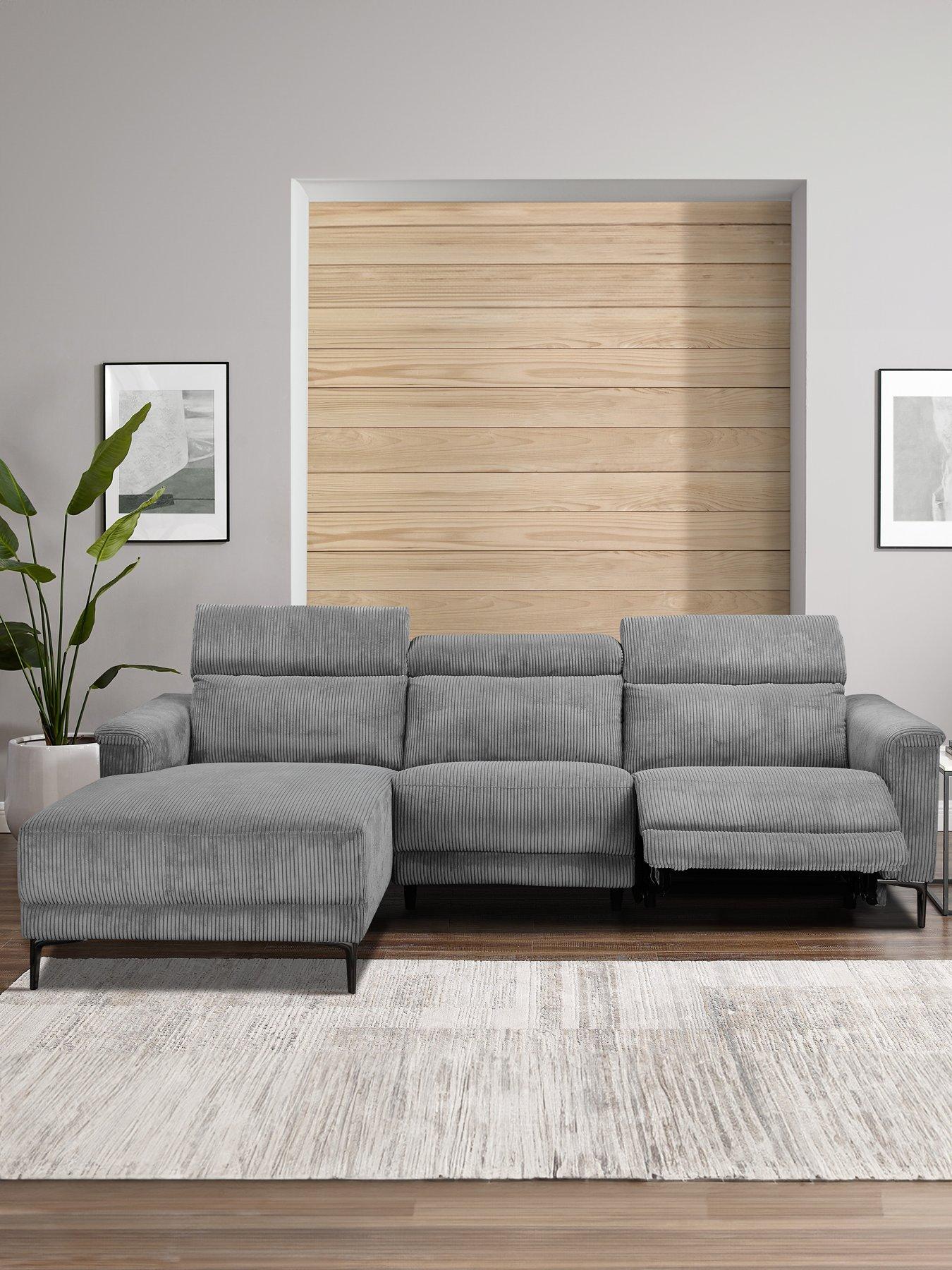 Dorel Home Lund 3 Seater Sofa Chaise With Electric Recliner