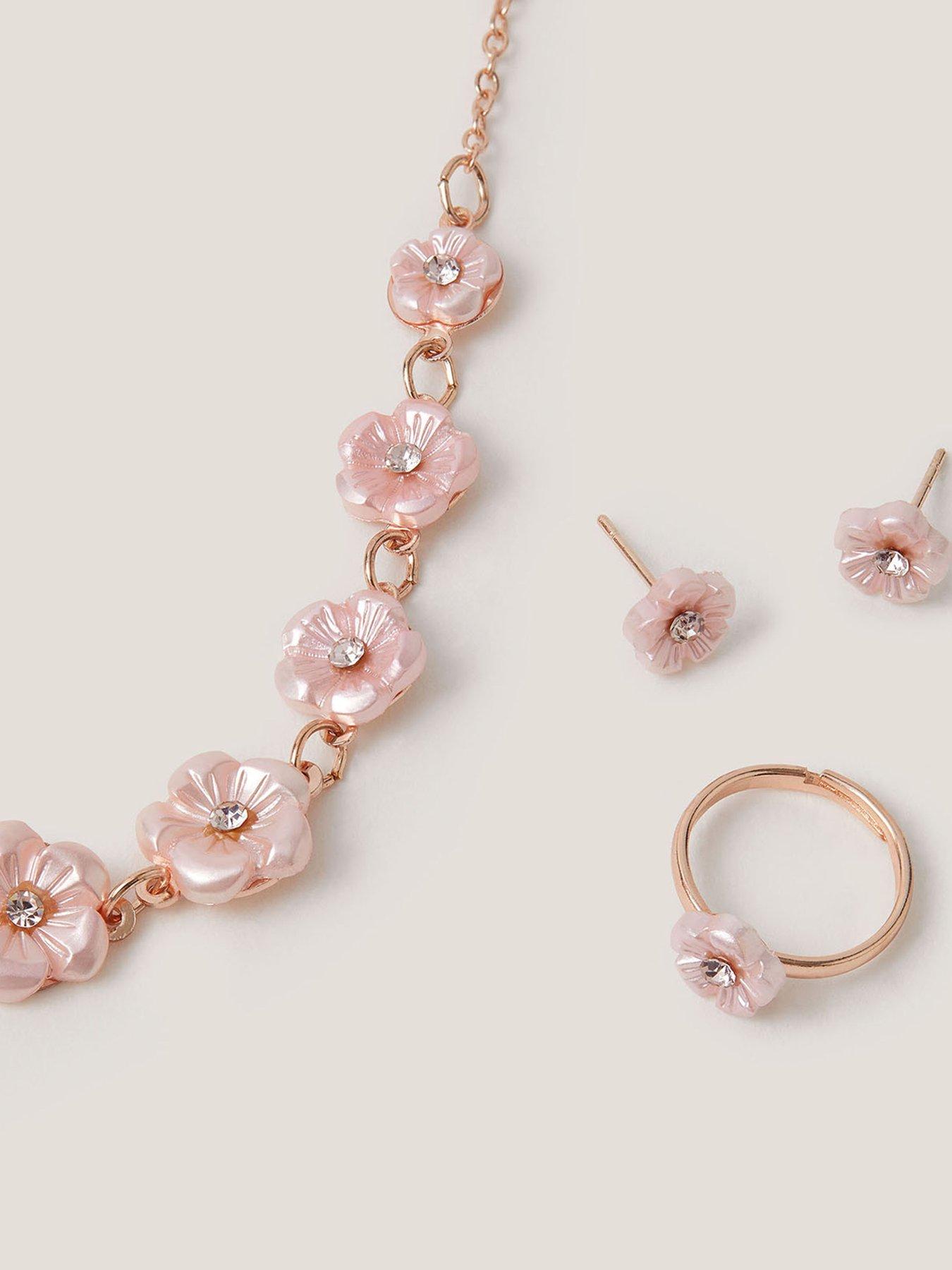 Image 2 of 2 of Monsoon Girls Pearly Flower Jewellery Set - Pink