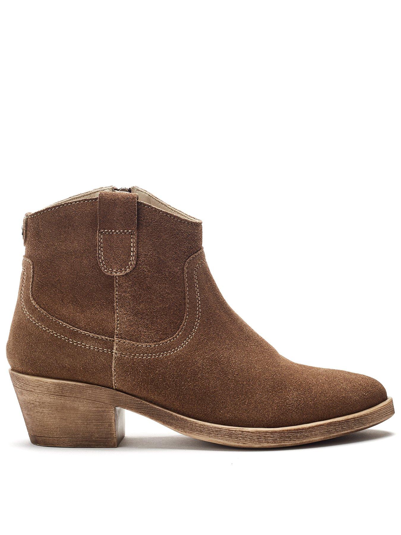 Moda In Pelle Ovaline Ankle Western Boot - Beige