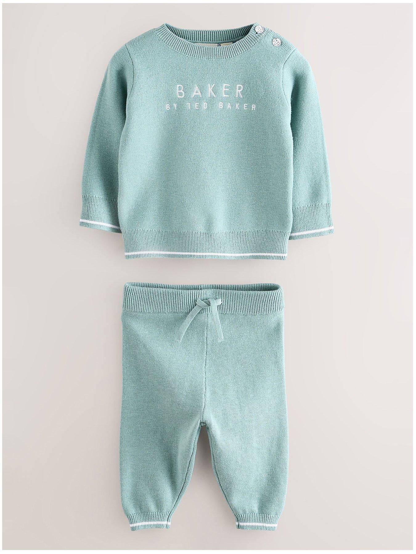 Image 1 of 6 of Ted Baker Baby Boys Knitted Top & Jogger Set - Green