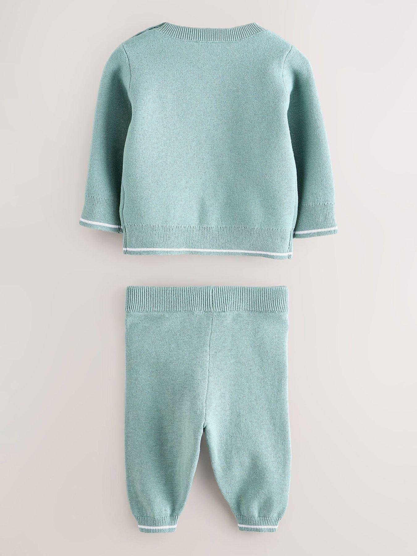 Image 2 of 6 of Ted Baker Baby Boys Knitted Top & Jogger Set - Green