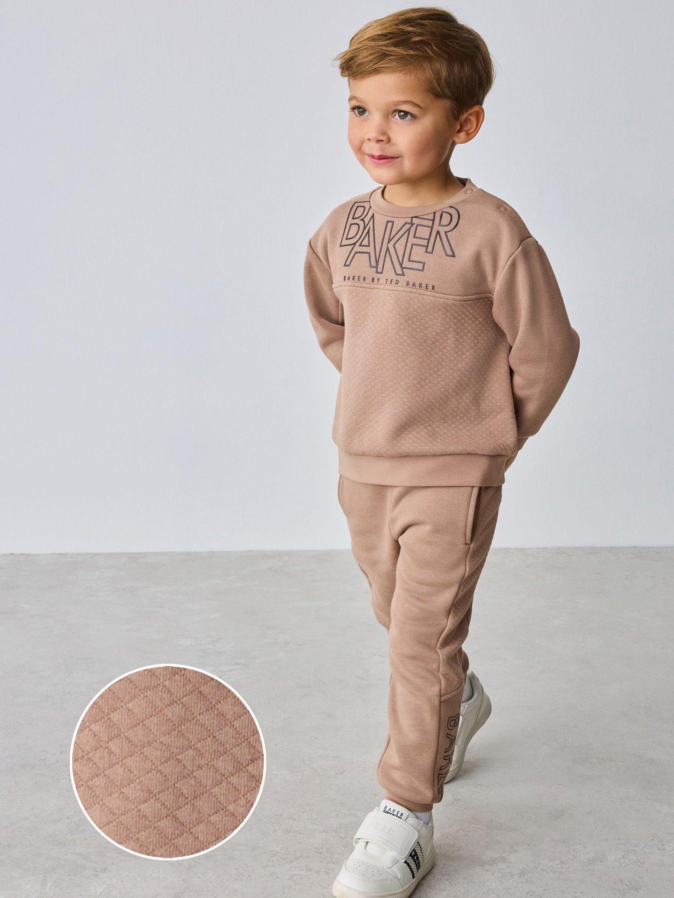 Image 1 of 6 of Ted Baker Younger Boys Sweat Top &amp; Jogger Set - Beige